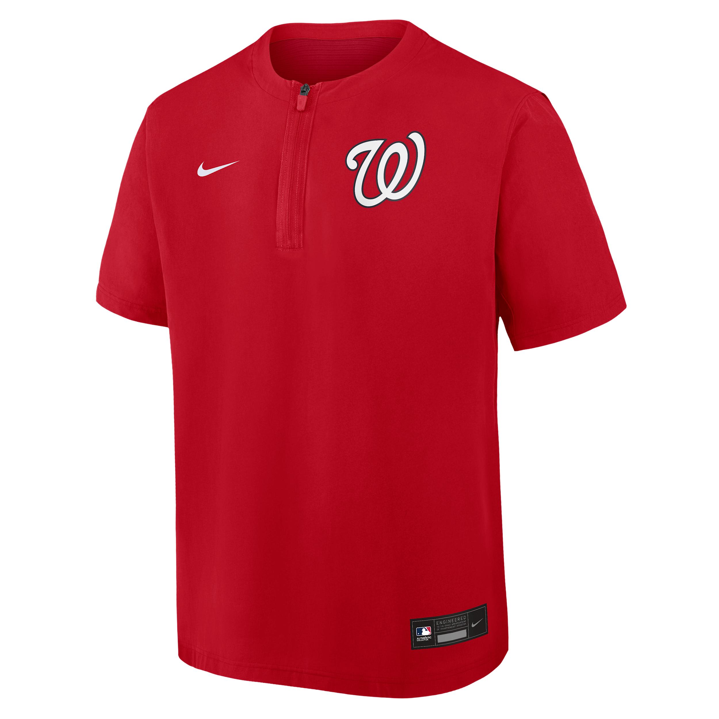 Washington Nationals Authentic Collection Nike Men's Dri-FIT MLB 1/4-Zip Short-Sleeve Windshirt by NIKE