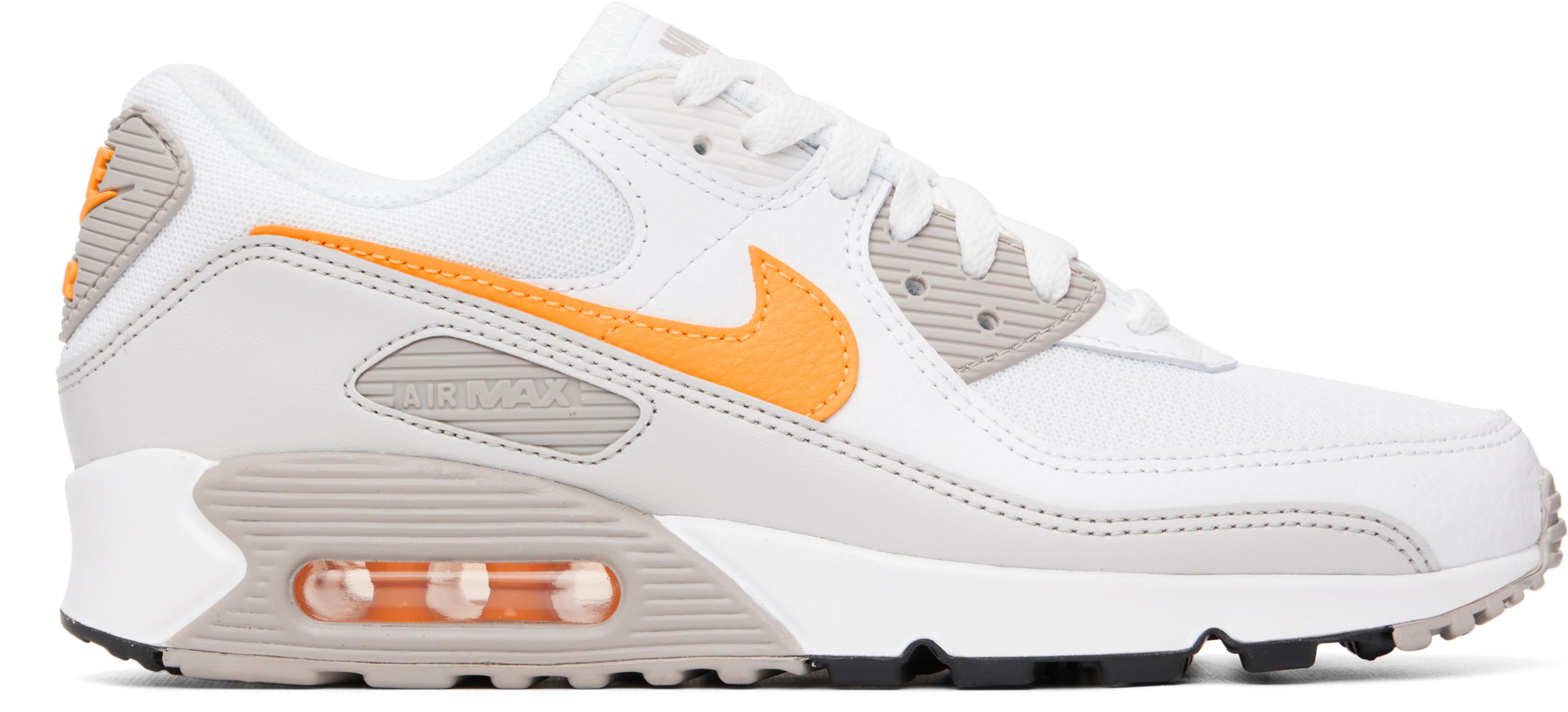 White & Gray Air Max 90 Sneakers by NIKE