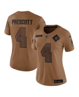 Women's Dak Prescott Brown Distressed Dallas Cowboys 2023 Salute To Service Limited Jersey by NIKE Women's Dak Prescott Brown Distressed Dallas Cowboys 2023 Salute To Service Limited Jersey by NIKE