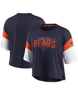 Women's Navy and White Chicago Bears Nickname Tri-Blend Performance Crop Top by NIKE