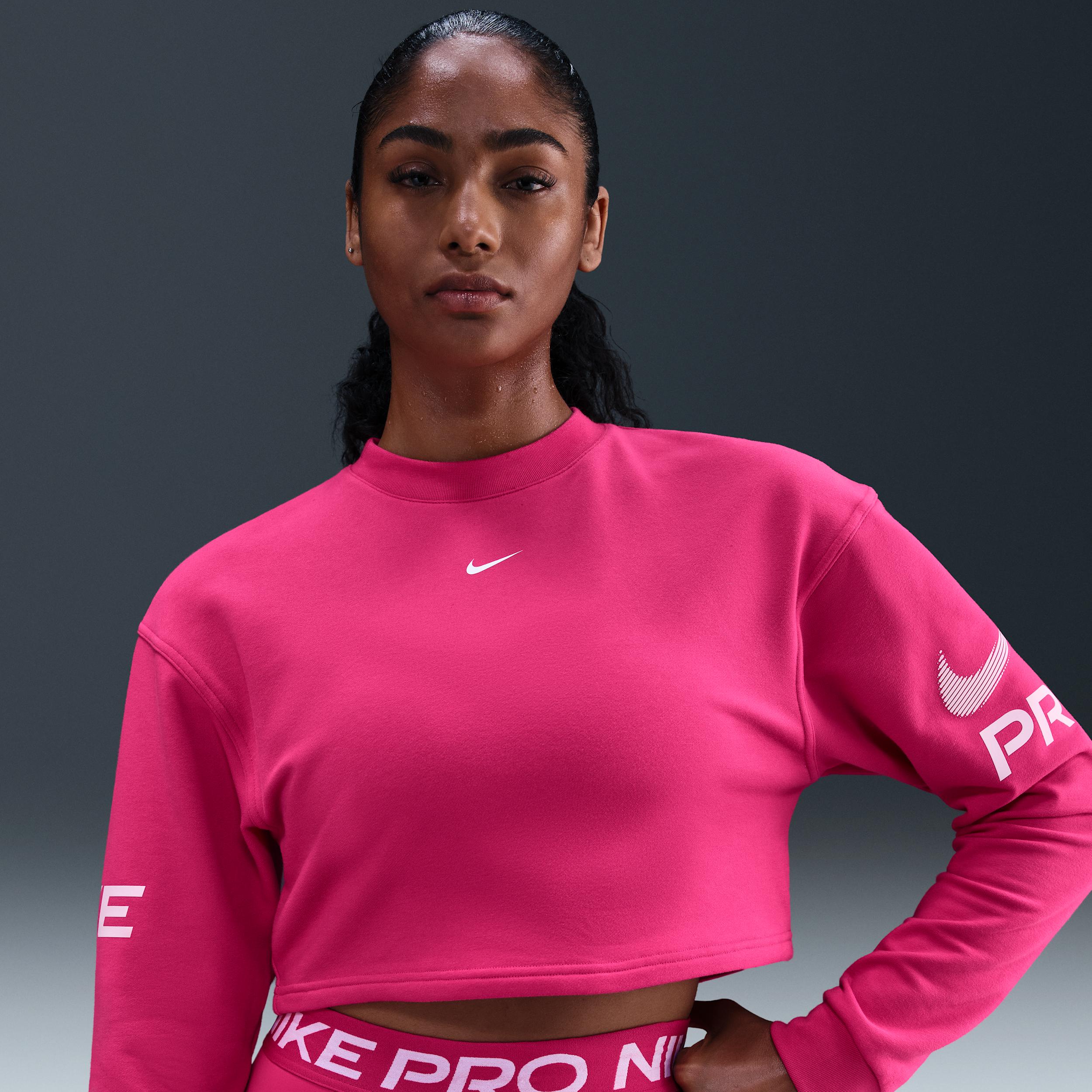 Women's Nike Pro Dri-FIT Loose Crew-Neck French Terry Sweatshirt by NIKE