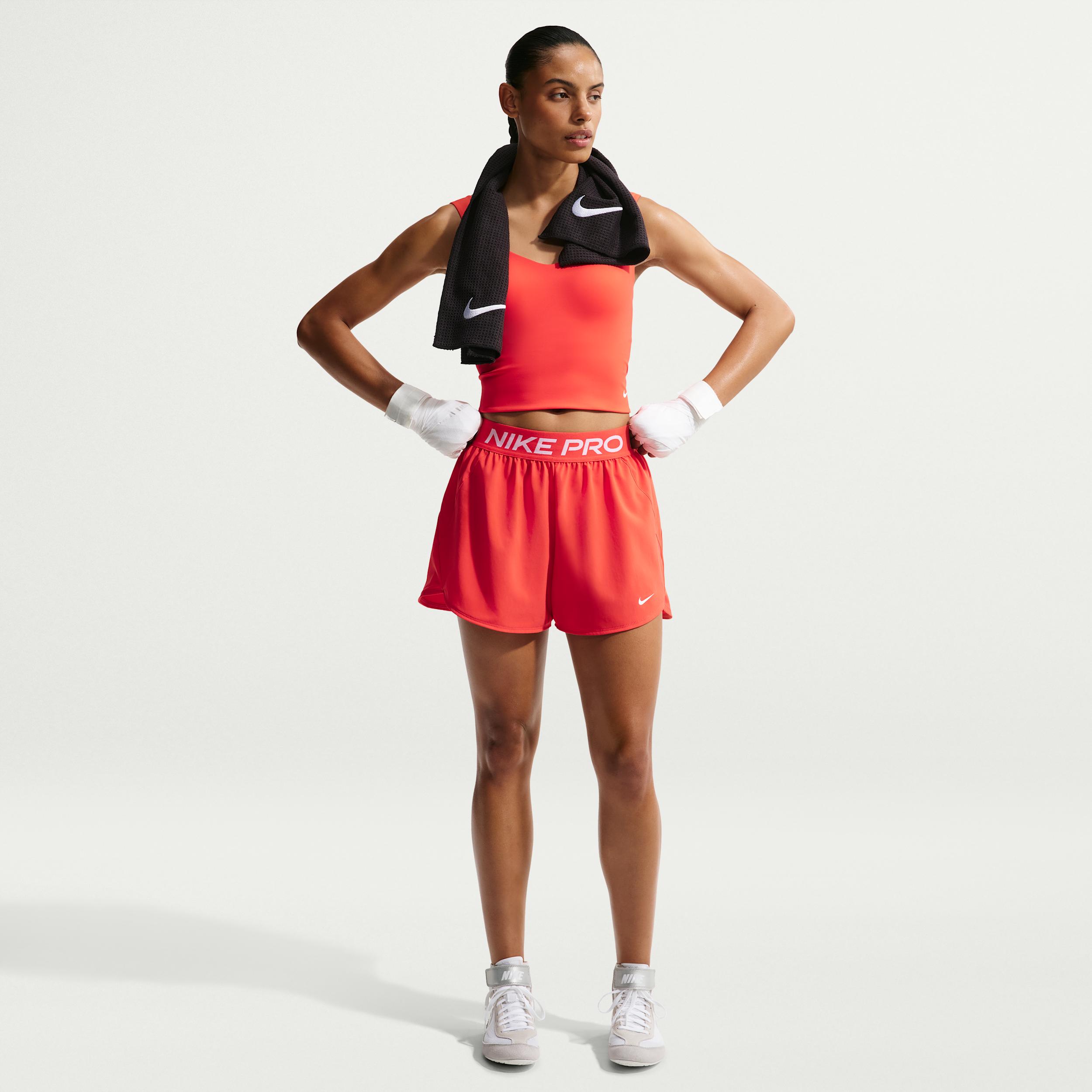 Women's Nike Pro Dri-FIT Mid-Rise Brief-Lined 3" Woven Shorts by NIKE