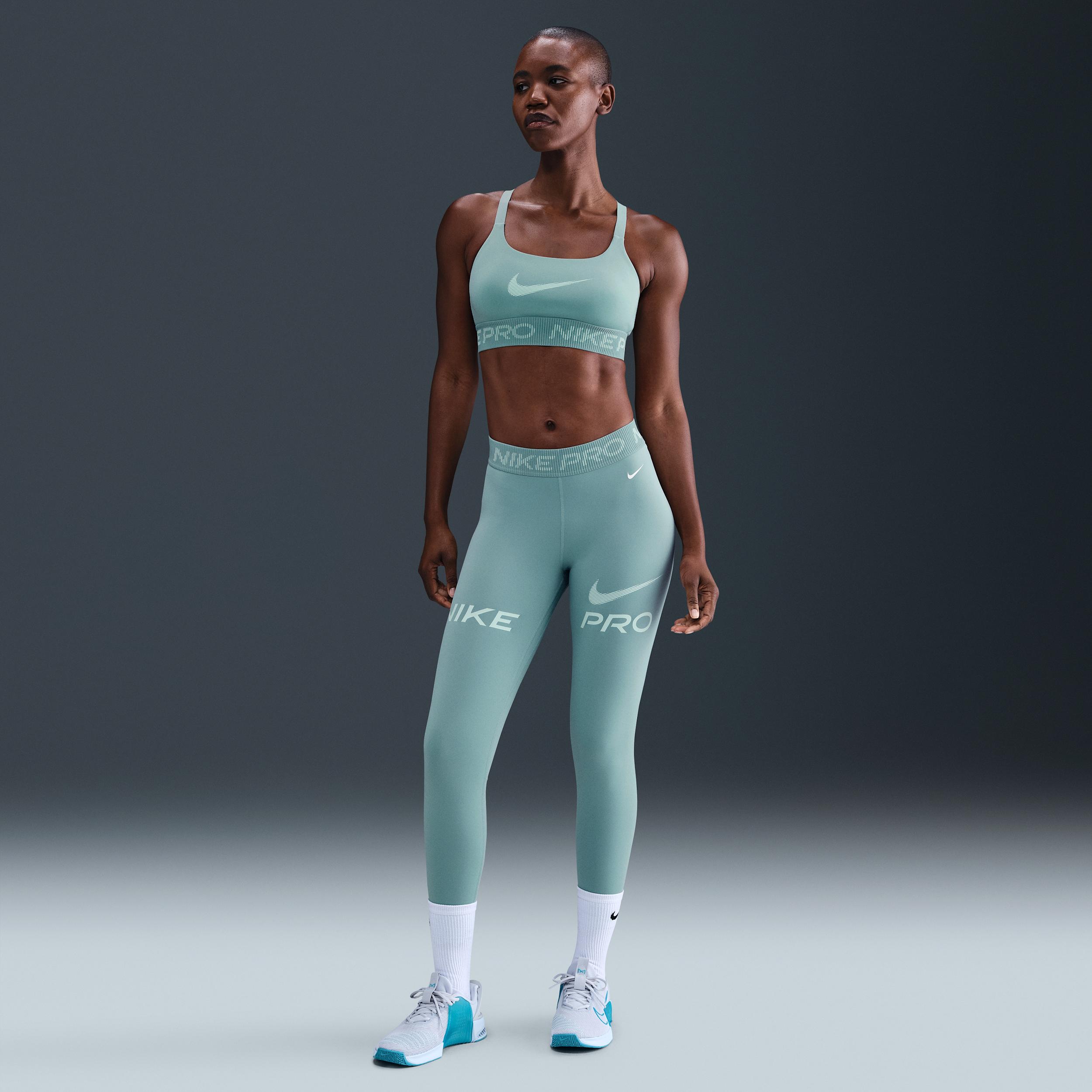Women's Nike Pro Mid-Rise 7/8 Mesh-Panel Graphic Leggings by NIKE