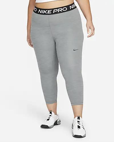 Women's Nike Pro Mid-Rise Crop Mesh-Panel Leggings (Plus Size) by NIKE