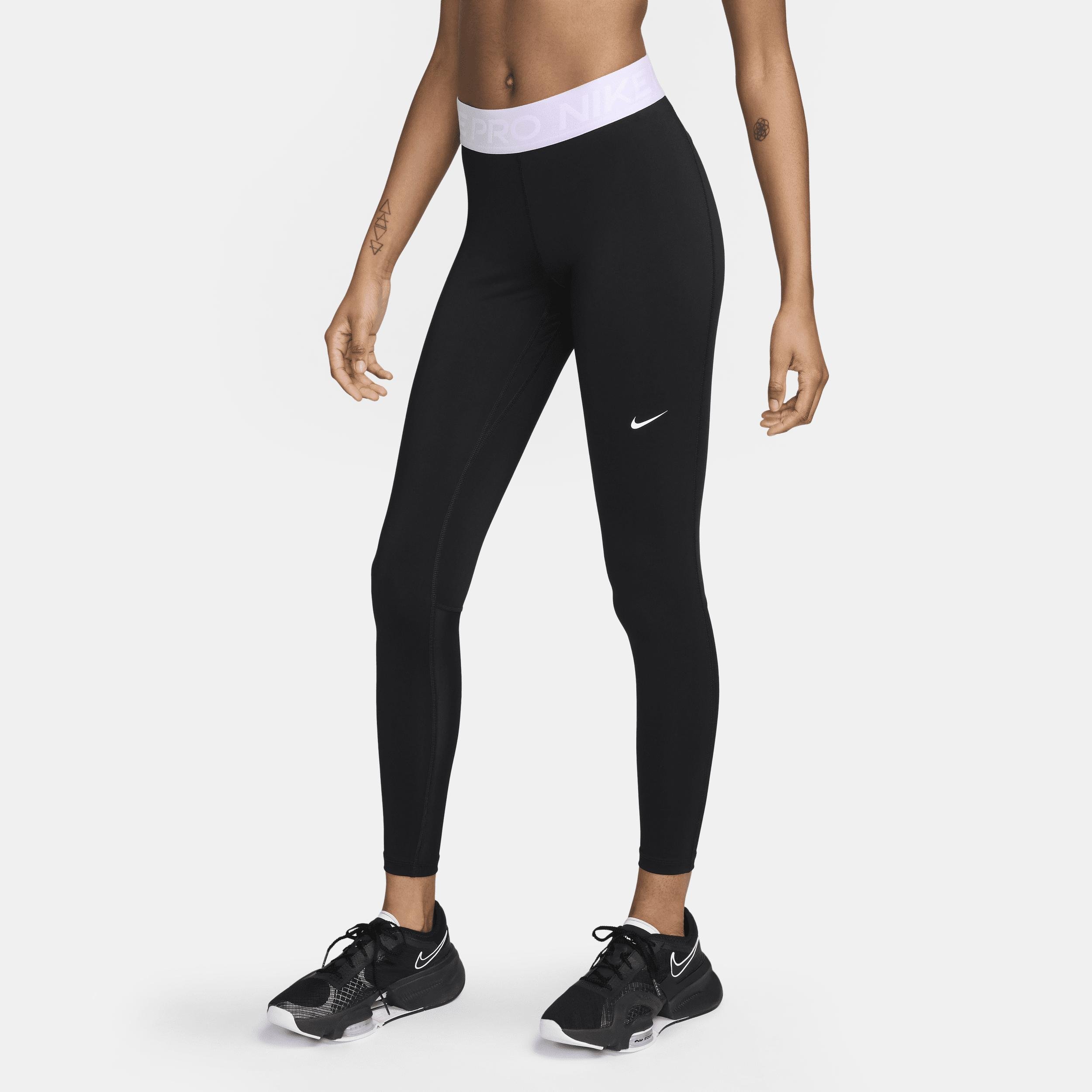 Women's Nike Pro Mid-Rise Mesh-Paneled Leggings by NIKE
