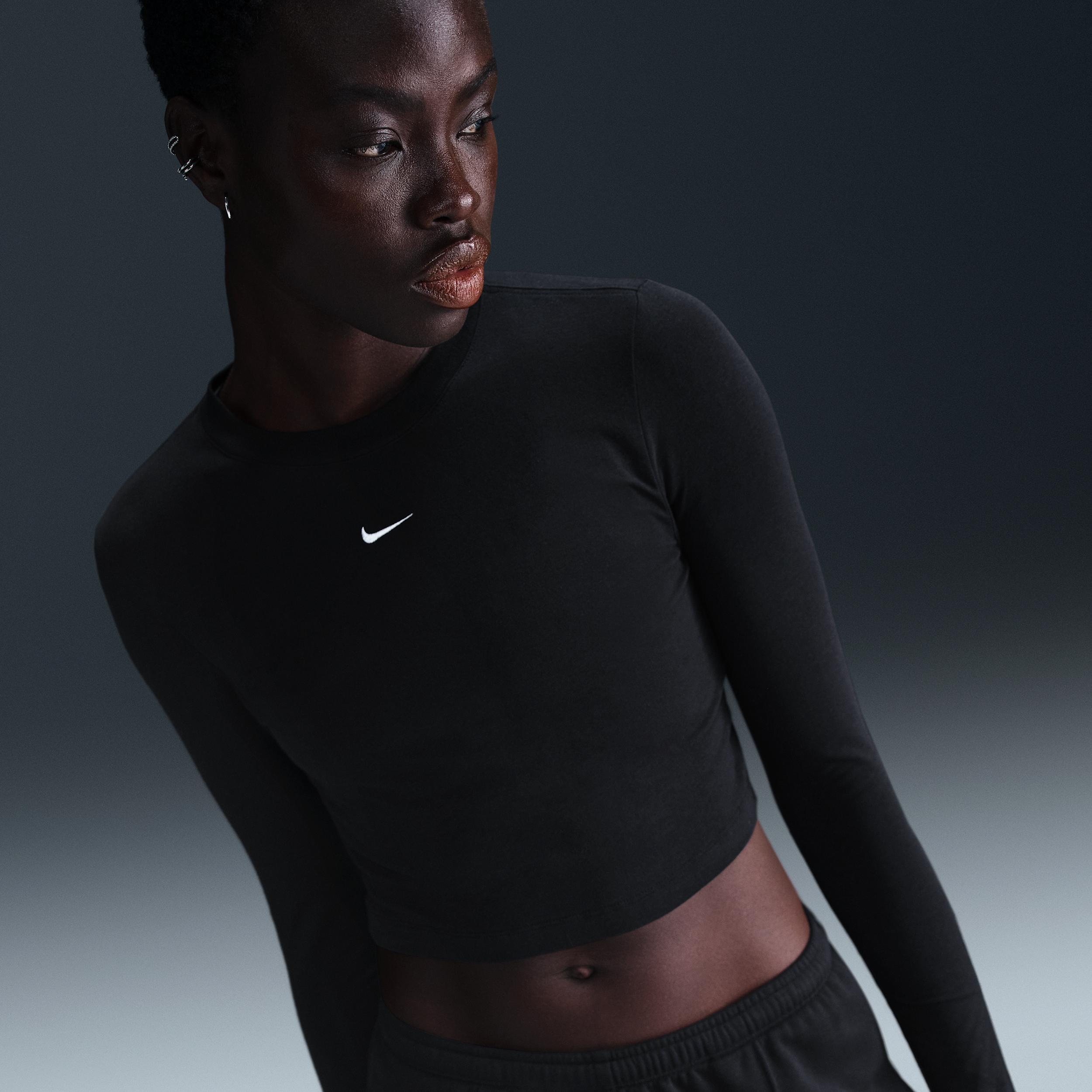 Women's Nike Sportswear Chill Knit Slim Long-Sleeve Cropped Top by NIKE