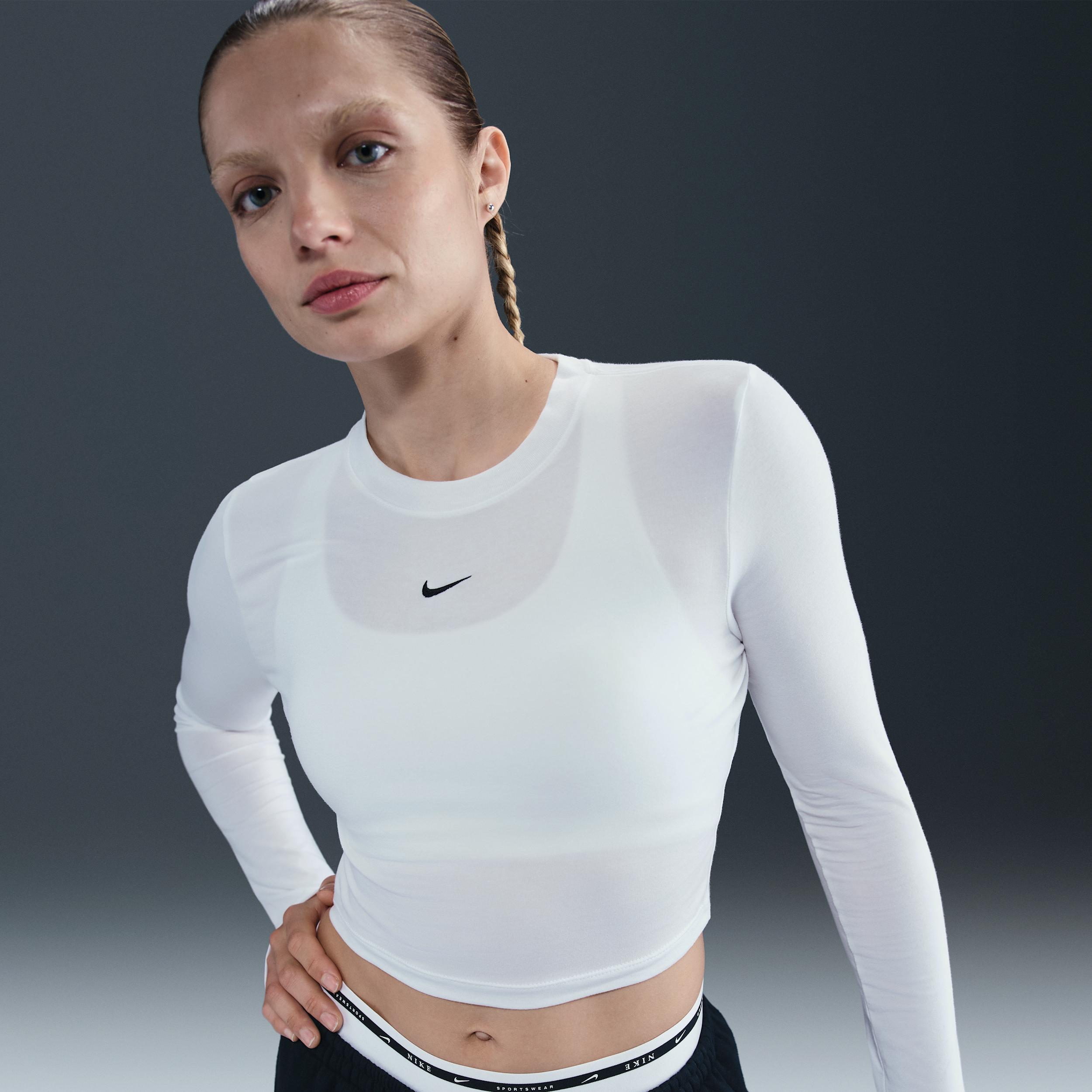 Women's Nike Sportswear Chill Knit Slim Long-Sleeve Cropped Top by NIKE