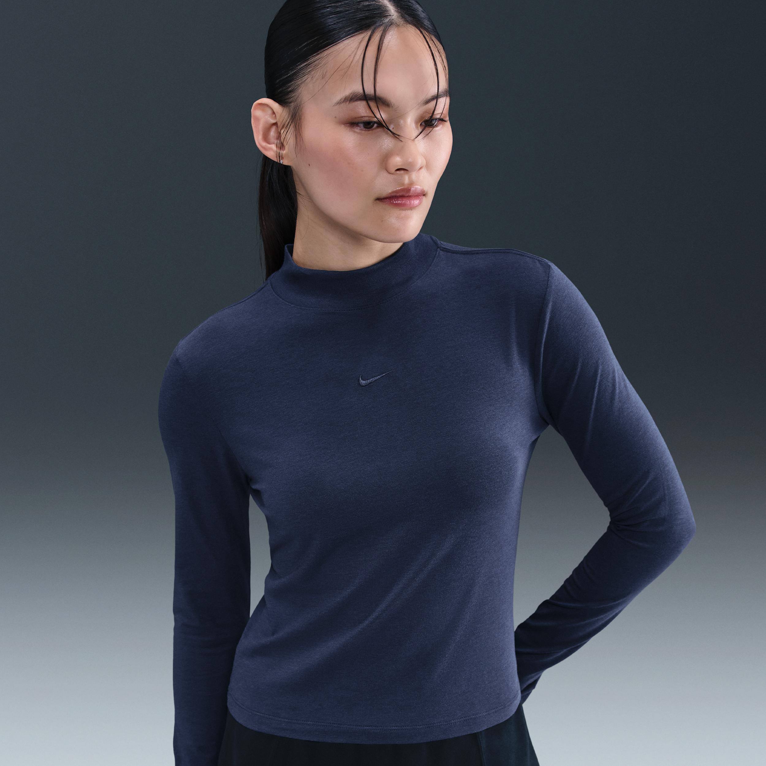 Women's Nike Sportswear Chill Knit Slim Long-Sleeve Mock-Neck T-Shirt by NIKE