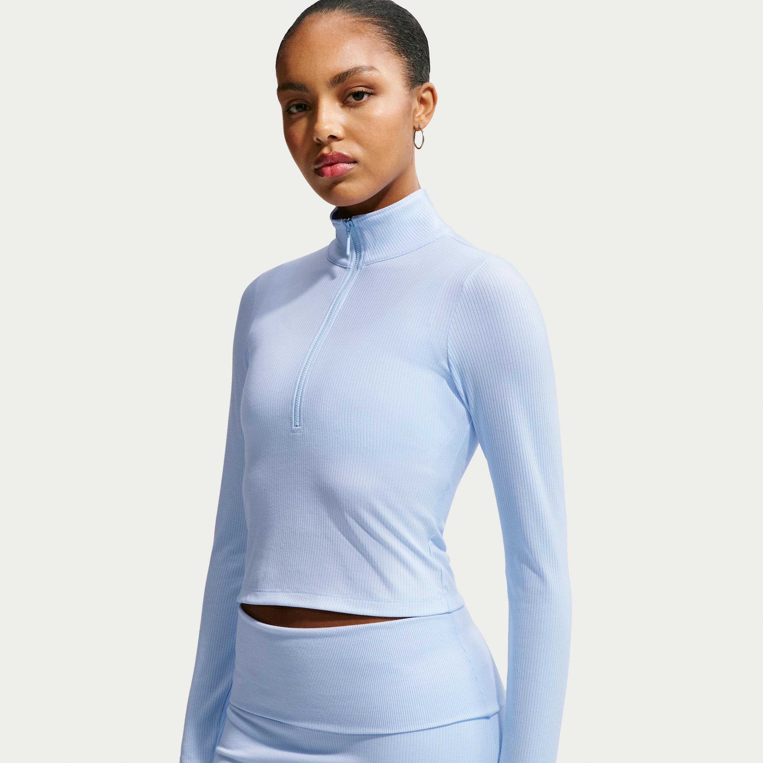 Women's Nike Sportswear Chill Knit Tight Quarter-Zip Long-Sleeve Ribbed Top (Plus Size) by NIKE