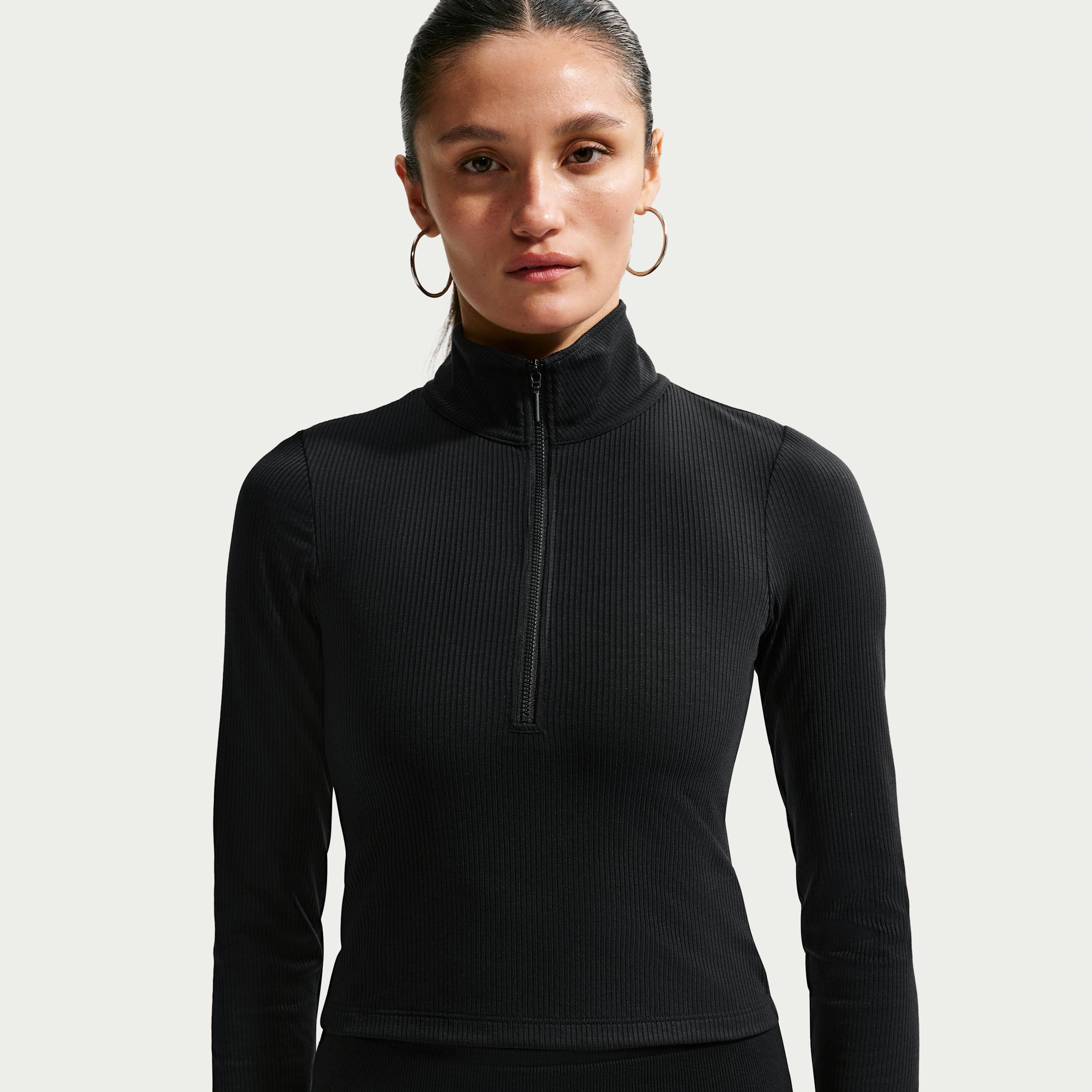 Women's Nike Sportswear Chill Knit Tight Quarter-Zip Long-Sleeve Ribbed Top by NIKE
