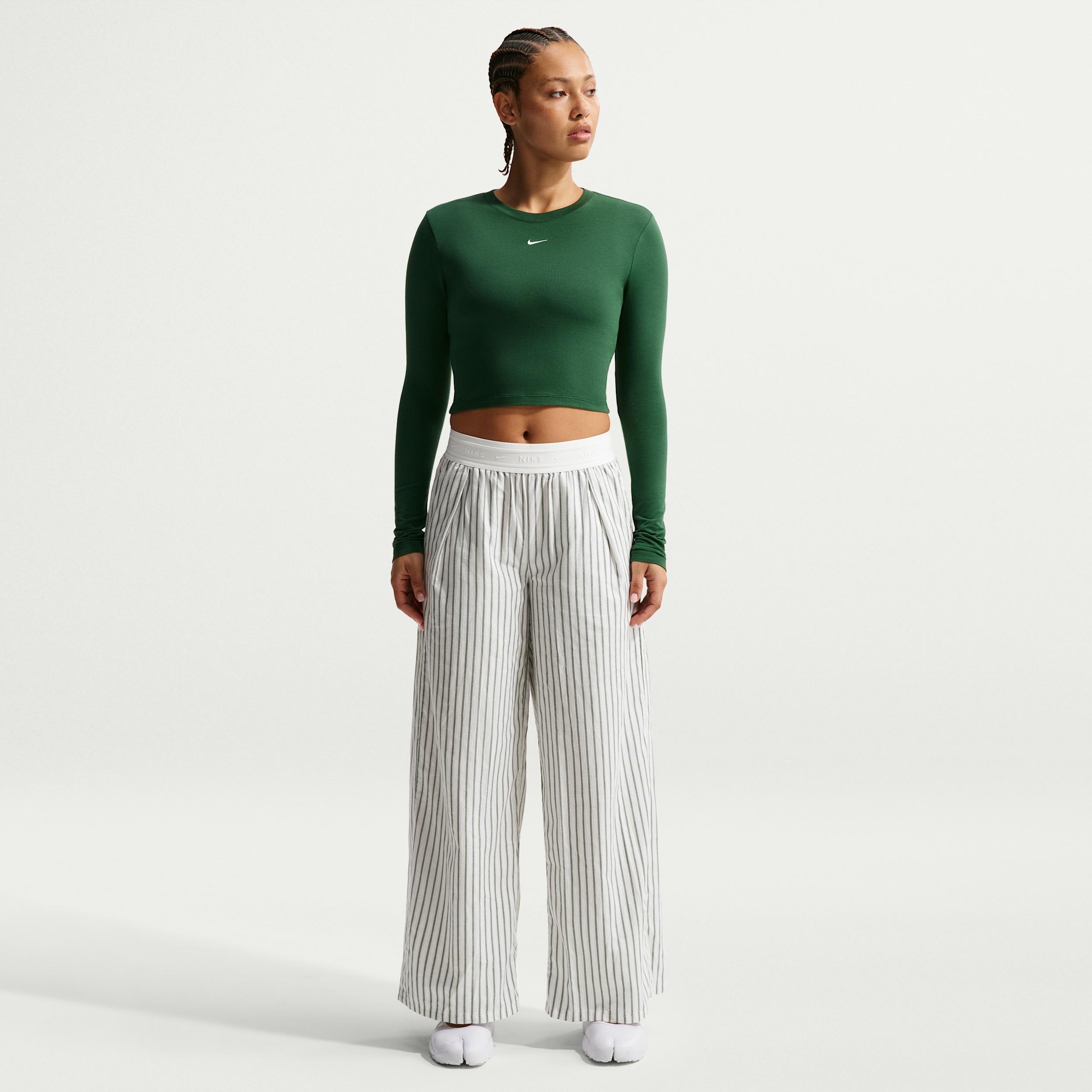 Women's Nike Sportswear Chill Poplin Loose Mid-Rise Woven Striped Pants by NIKE