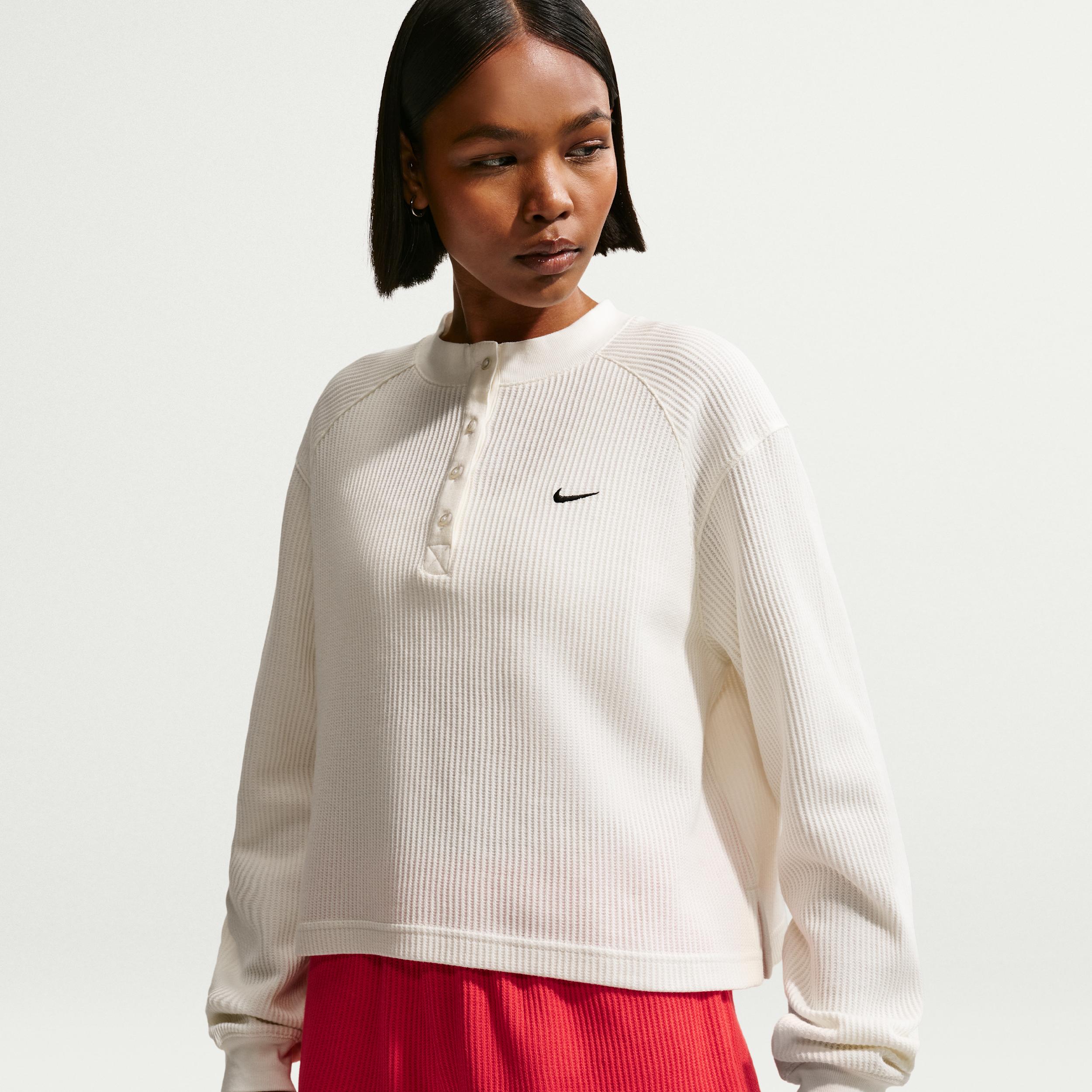 Women's Nike Sportswear Chill Waffle Oversized Long-Sleeve Henley Top by NIKE