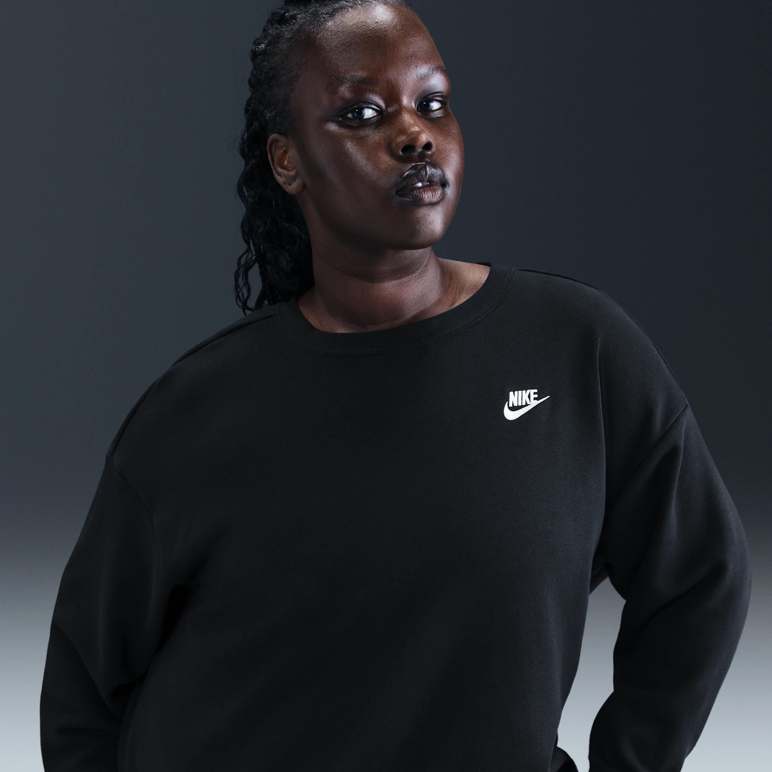 Women's Nike Sportswear Club Fleece Loose Crew-Neck Sweatshirt (Plus Size) by NIKE