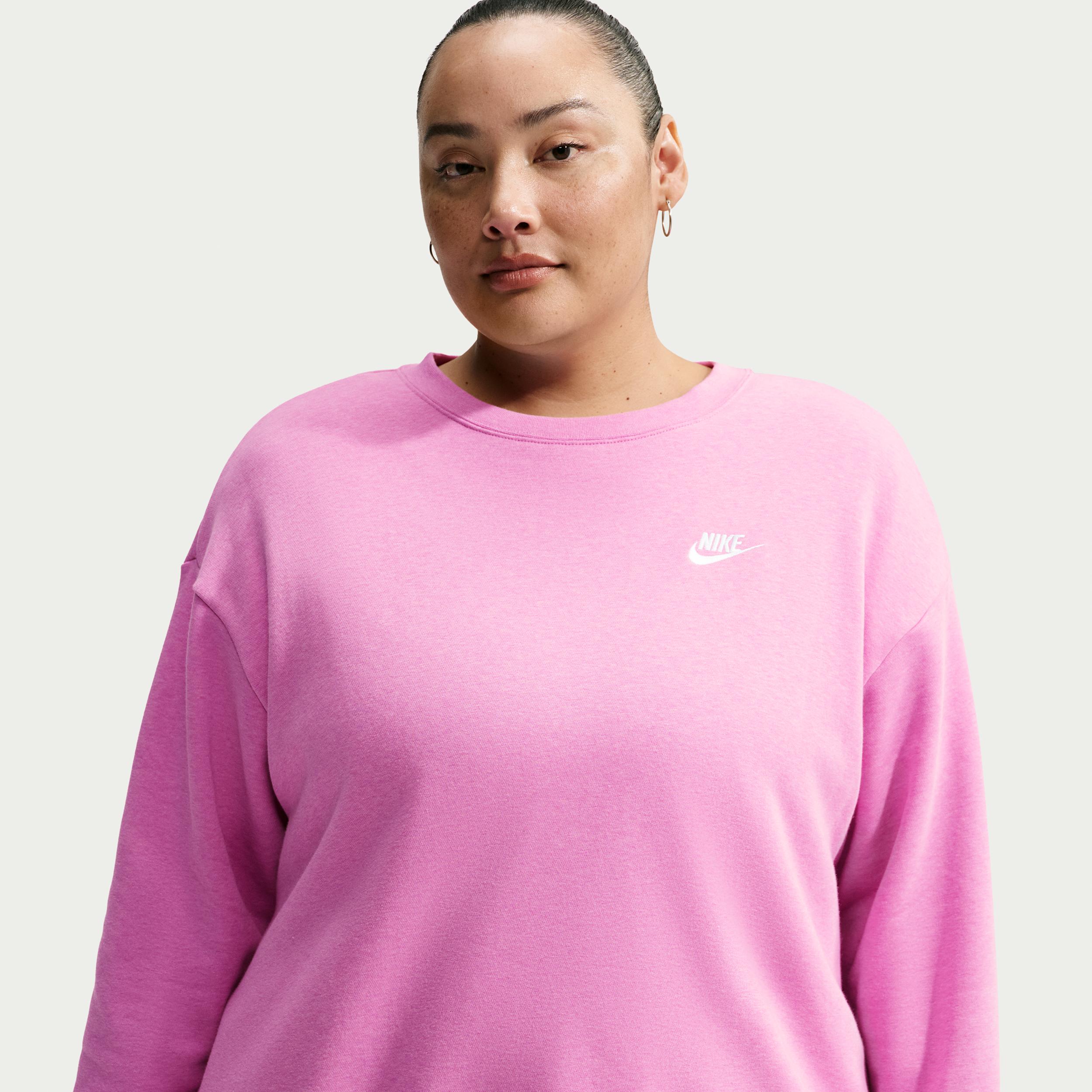 Women's Nike Sportswear Club Fleece Loose Crew-Neck Sweatshirt (Plus Size) by NIKE
