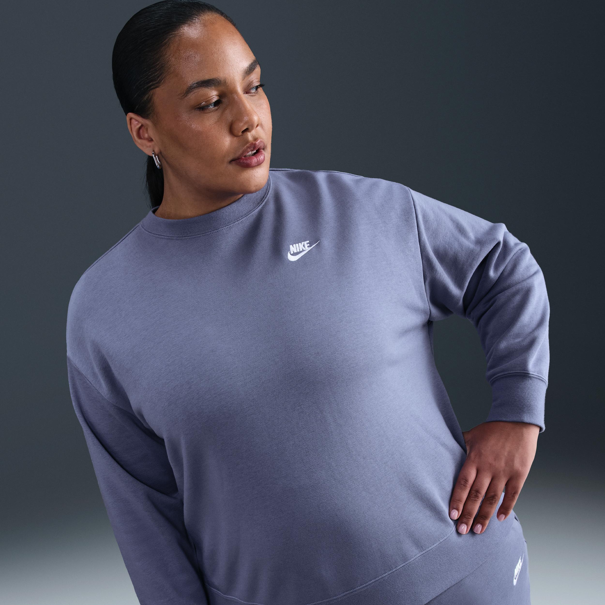 Women's Nike Sportswear Club Fleece Loose Crew-Neck Sweatshirt (Plus Size) by NIKE