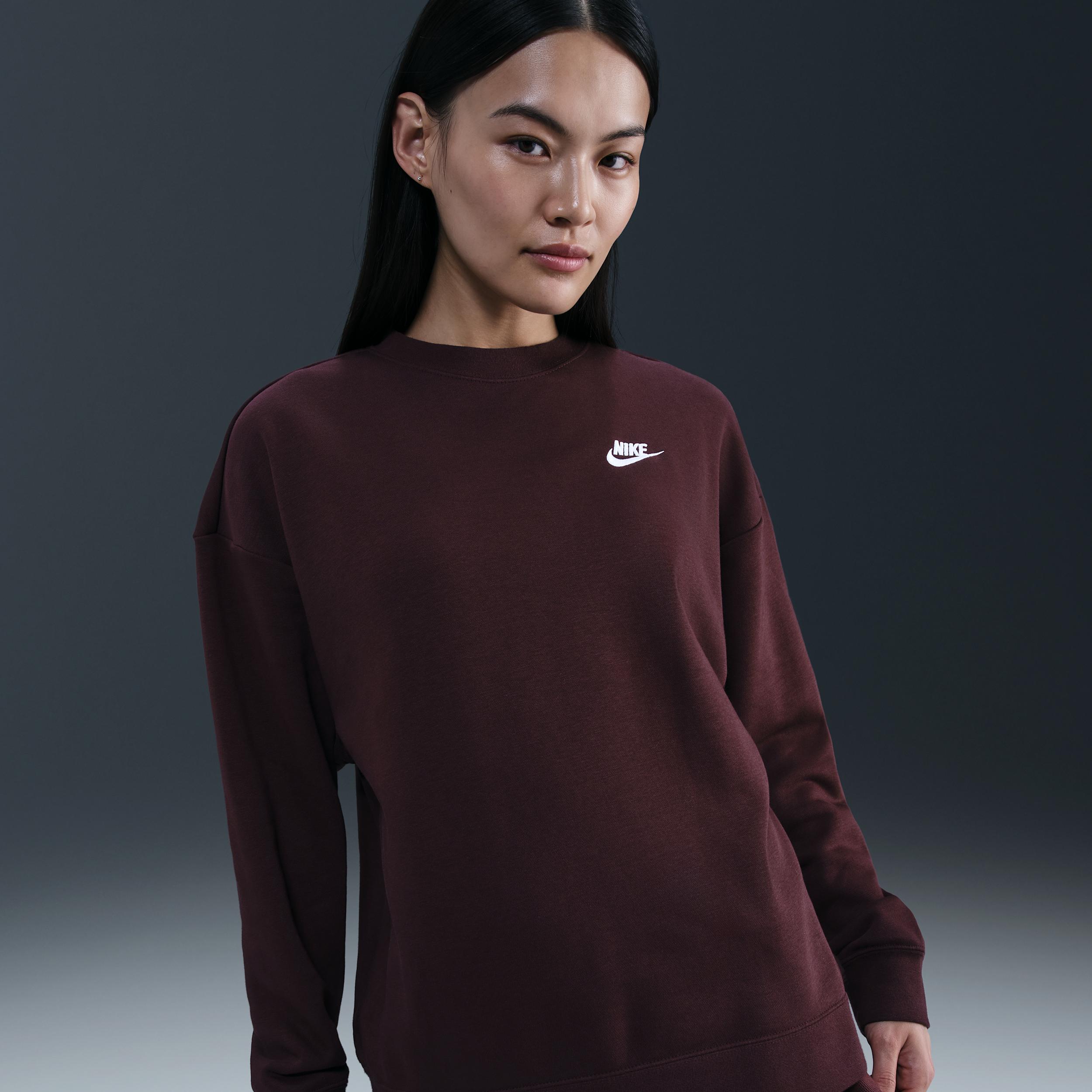 Women's Nike Sportswear Club Fleece Loose Crew-Neck Sweatshirt by NIKE Women's Nike Sportswear Club Fleece Loose Crew-Neck Sweatshirt by NIKE