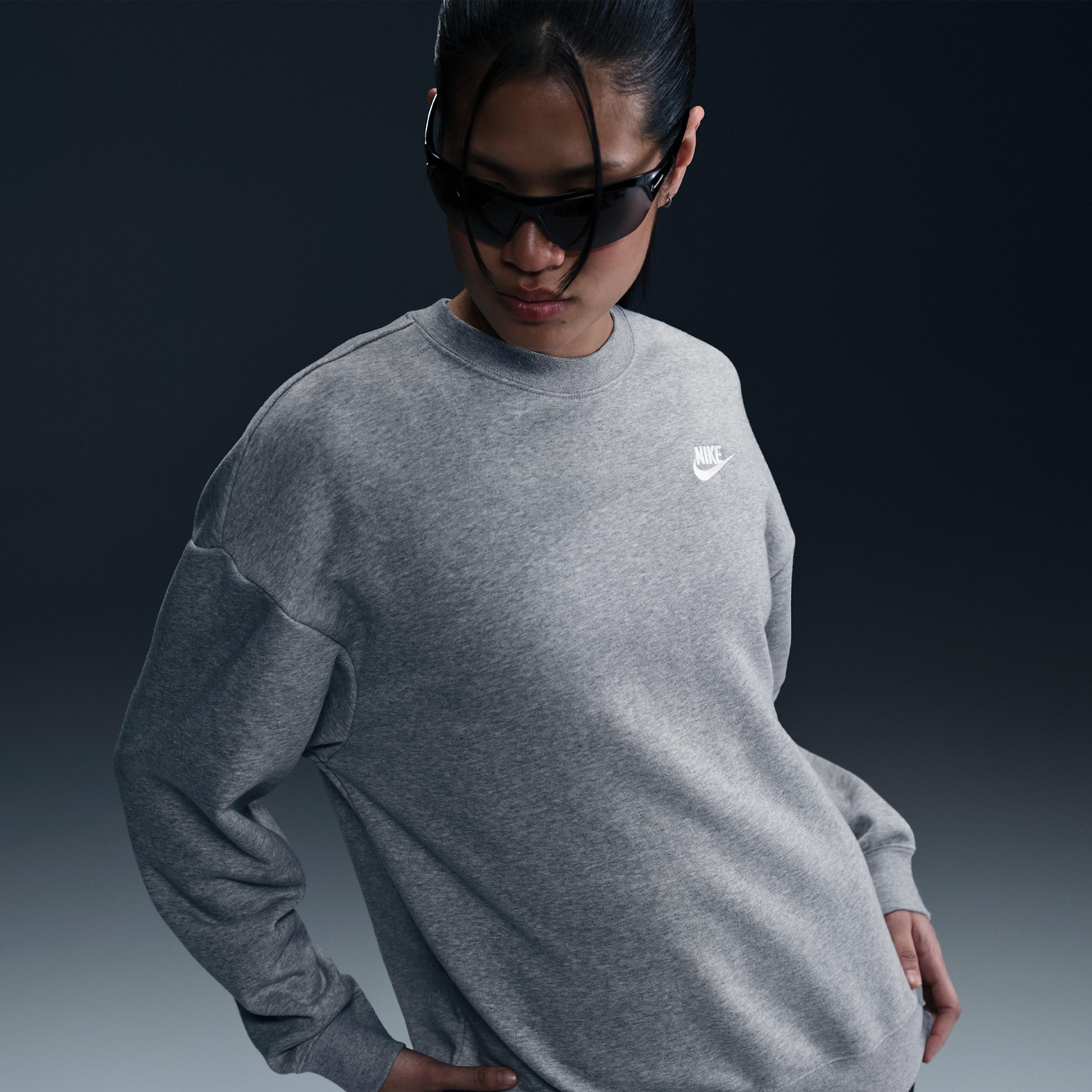 Women's Nike Sportswear Club Fleece Loose Crew-Neck Sweatshirt by NIKE Women's Nike Sportswear Club Fleece Loose Crew-Neck Sweatshirt by NIKE
