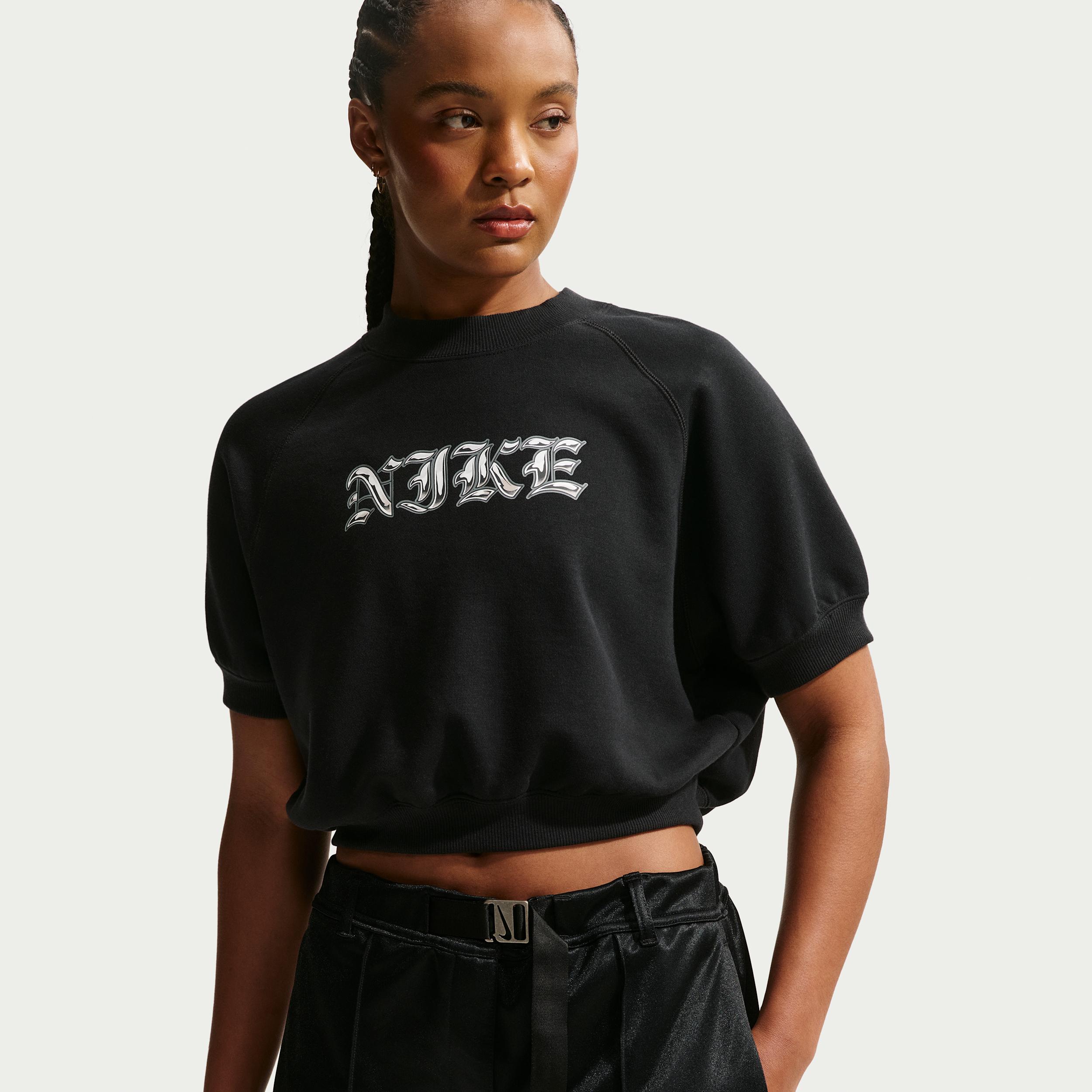Women's Nike Sportswear Loose Short-Sleeve French Terry Crew-Neck Sweatshirt by NIKE