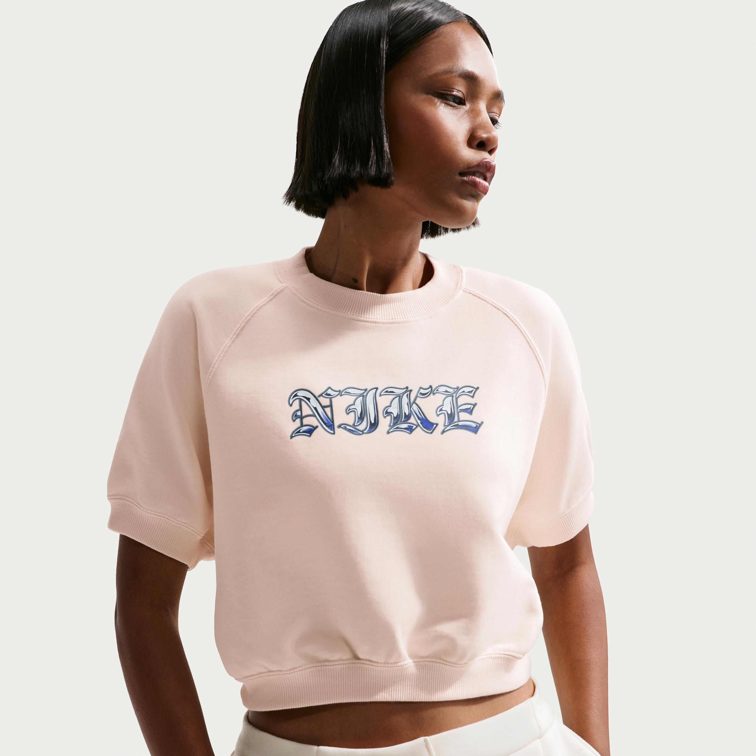 Women's Nike Sportswear Loose Short-Sleeve French Terry Crew-Neck Sweatshirt by NIKE