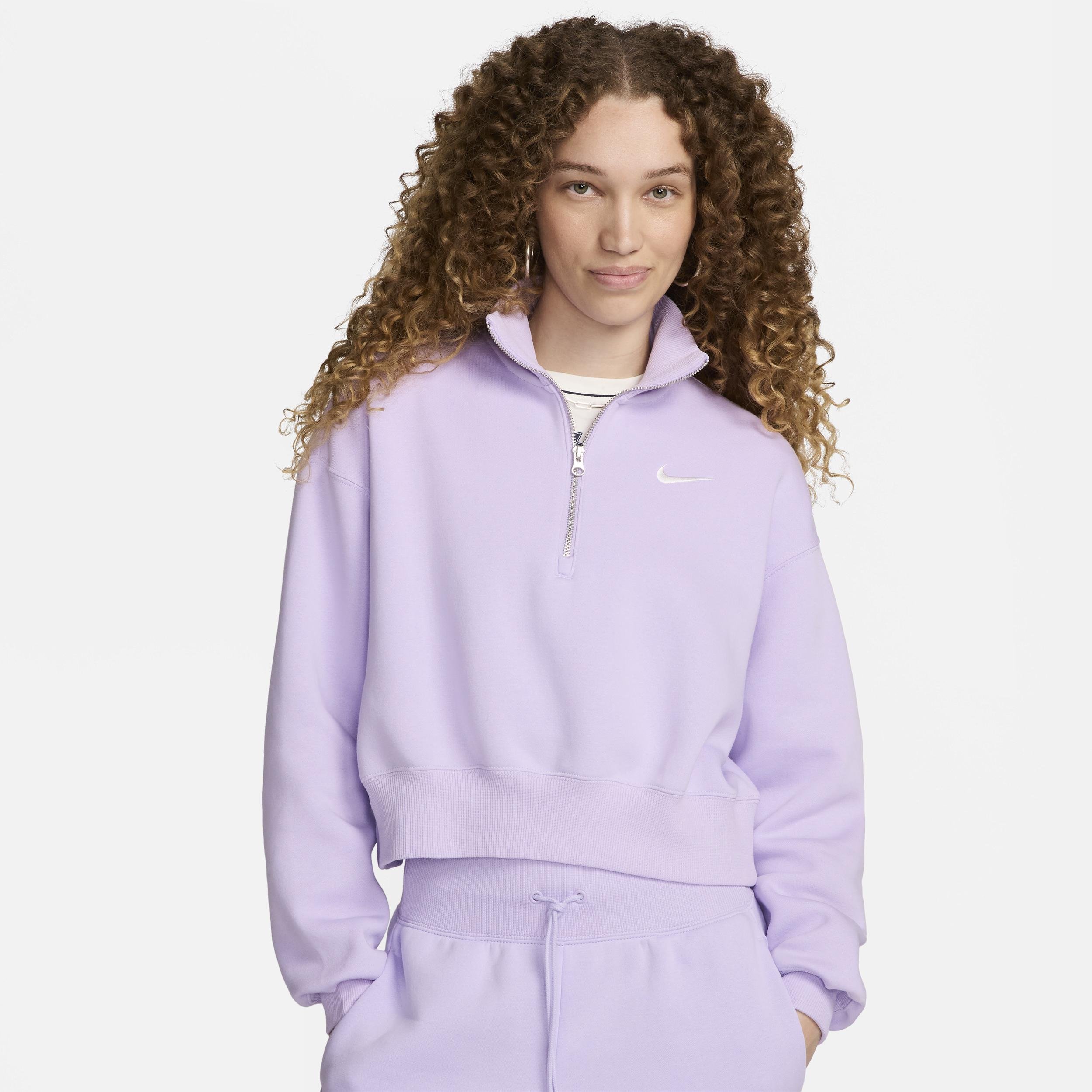 Women's Nike Sportswear Phoenix Fleece 1/2-Zip Cropped Sweatshirt by NIKE