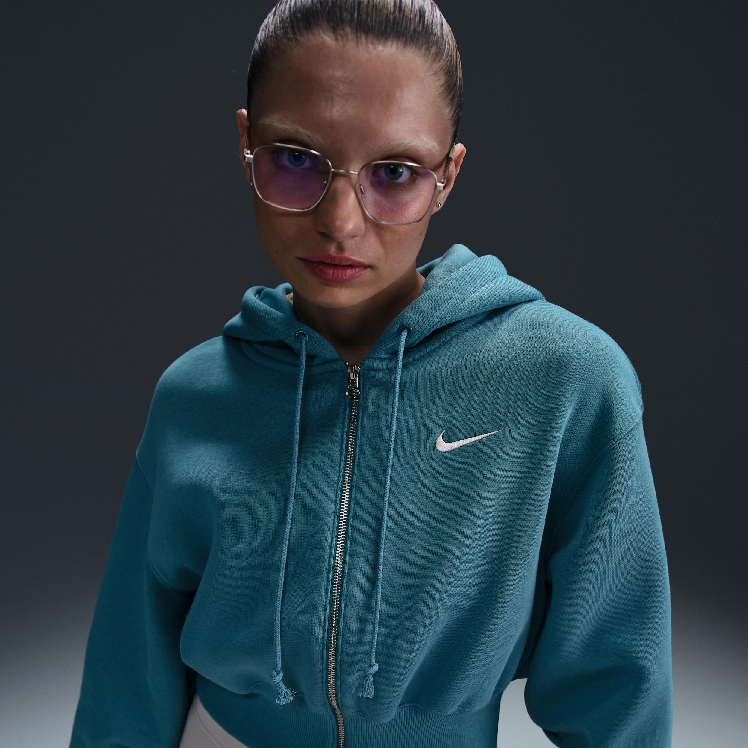Women's Nike Sportswear Phoenix Fleece Loose Cropped Full-Zip Hoodie by NIKE