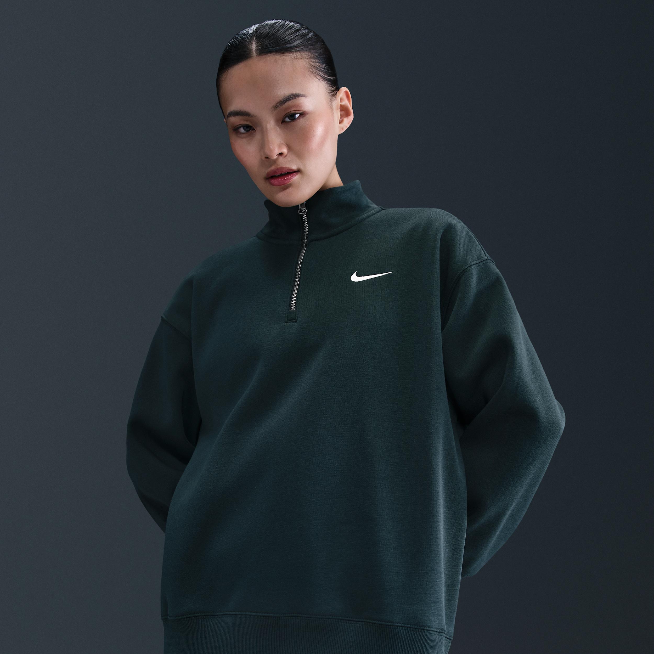 Women's Nike Sportswear Phoenix Fleece Oversized 1/4-Zip Long Sweatshirt by NIKE