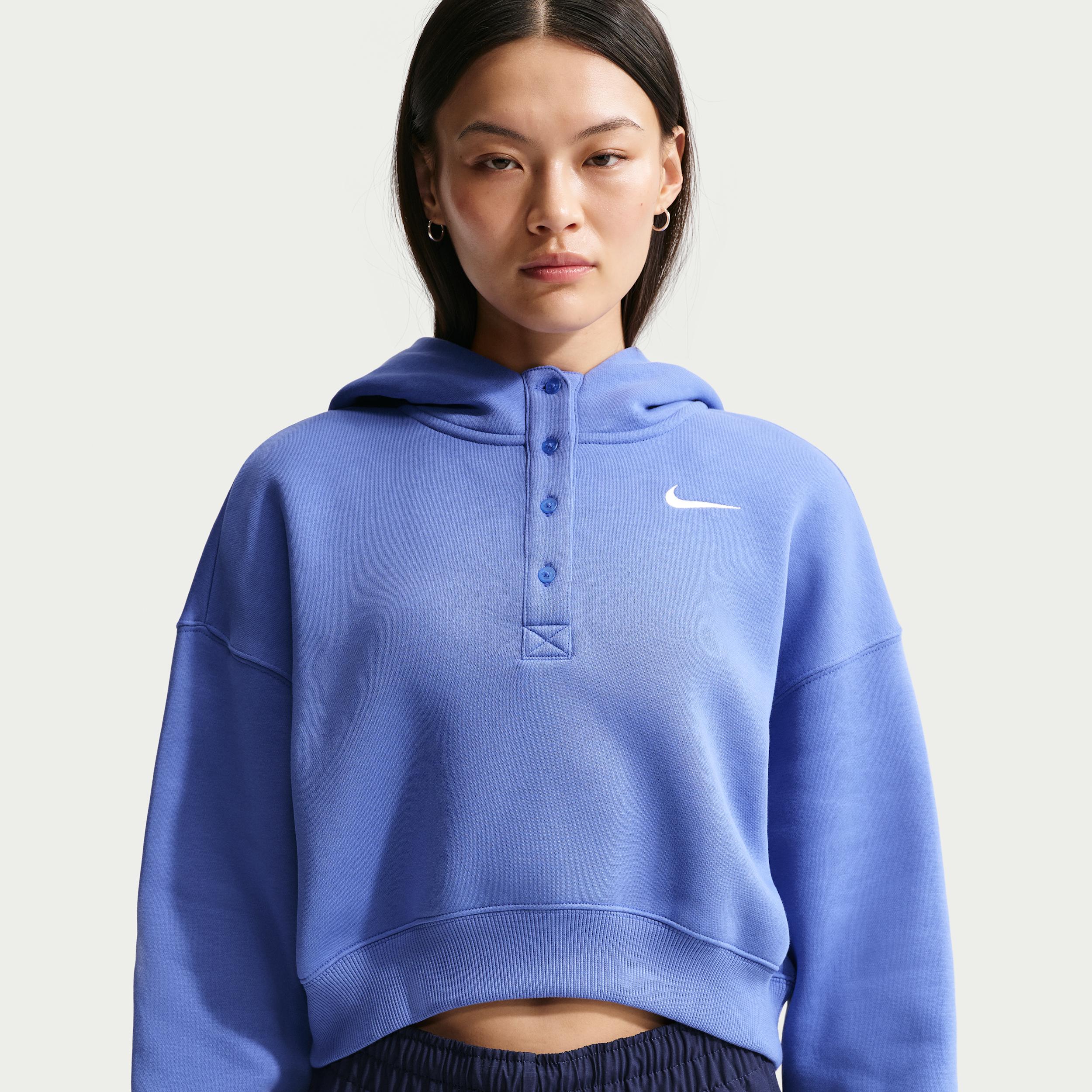 Women's Nike Sportswear Phoenix Fleece Oversized Cropped Henley Hoodie by NIKE