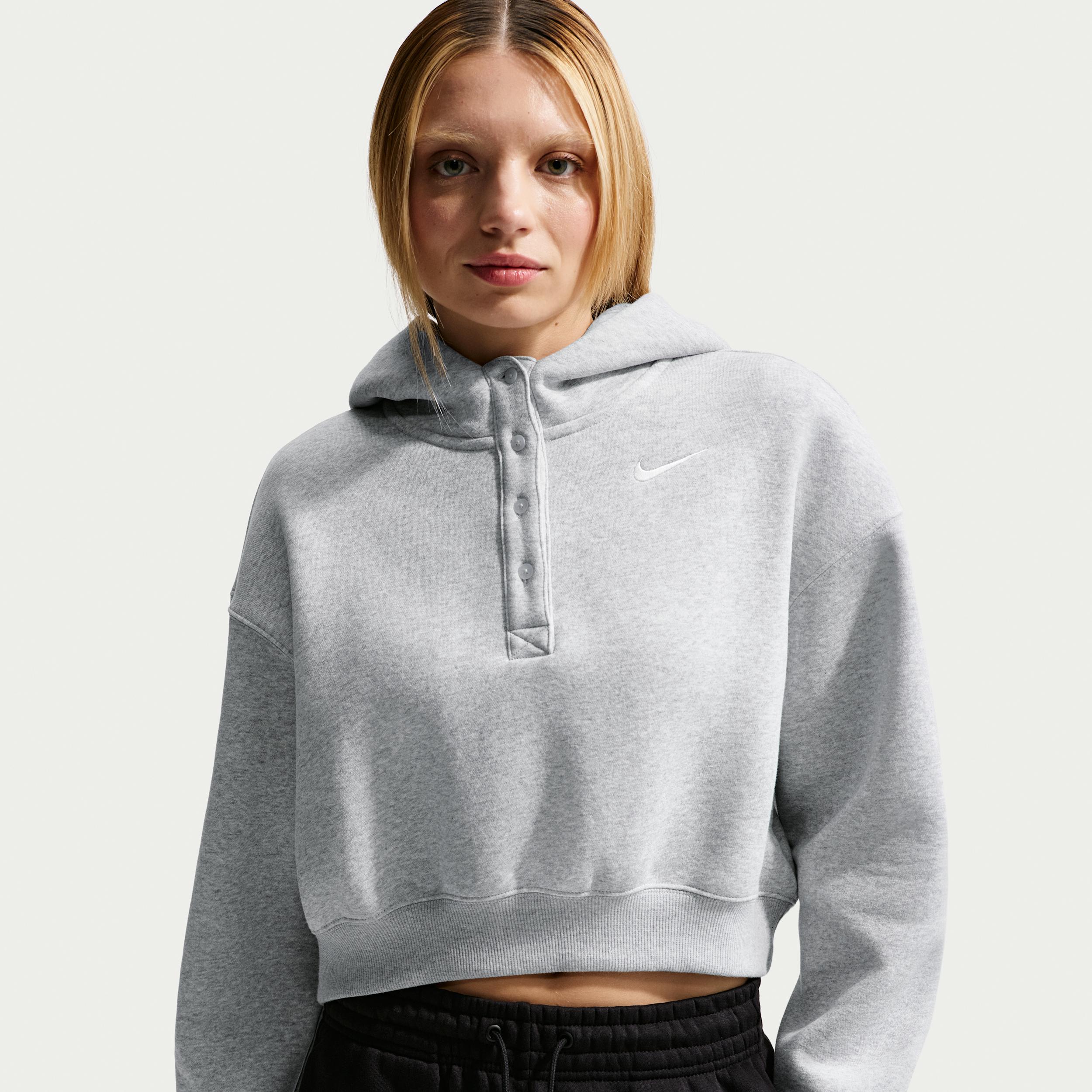 Women's Nike Sportswear Phoenix Fleece Oversized Cropped Henley Hoodie by NIKE
