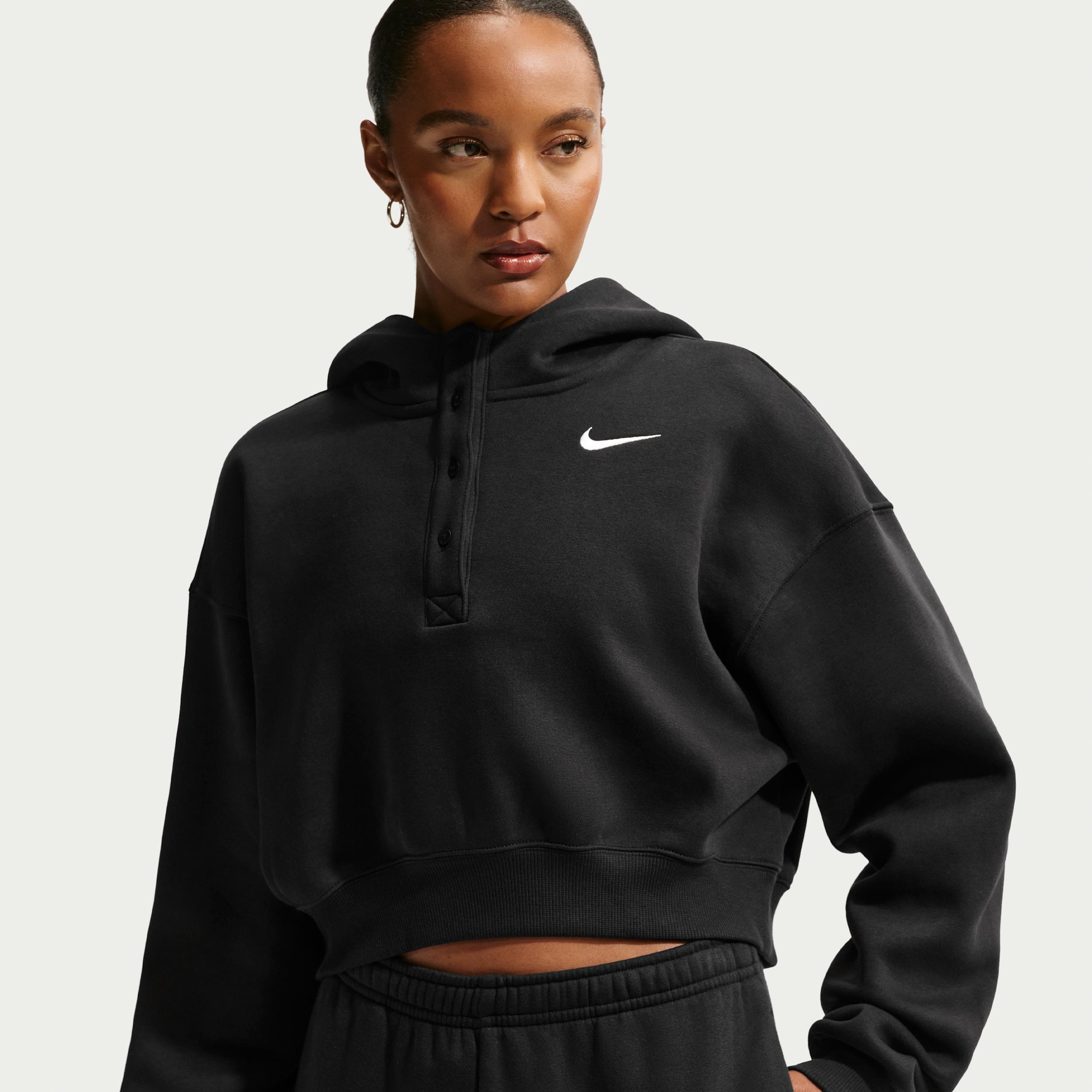Women's Nike Sportswear Phoenix Fleece Oversized Cropped Henley Hoodie by NIKE