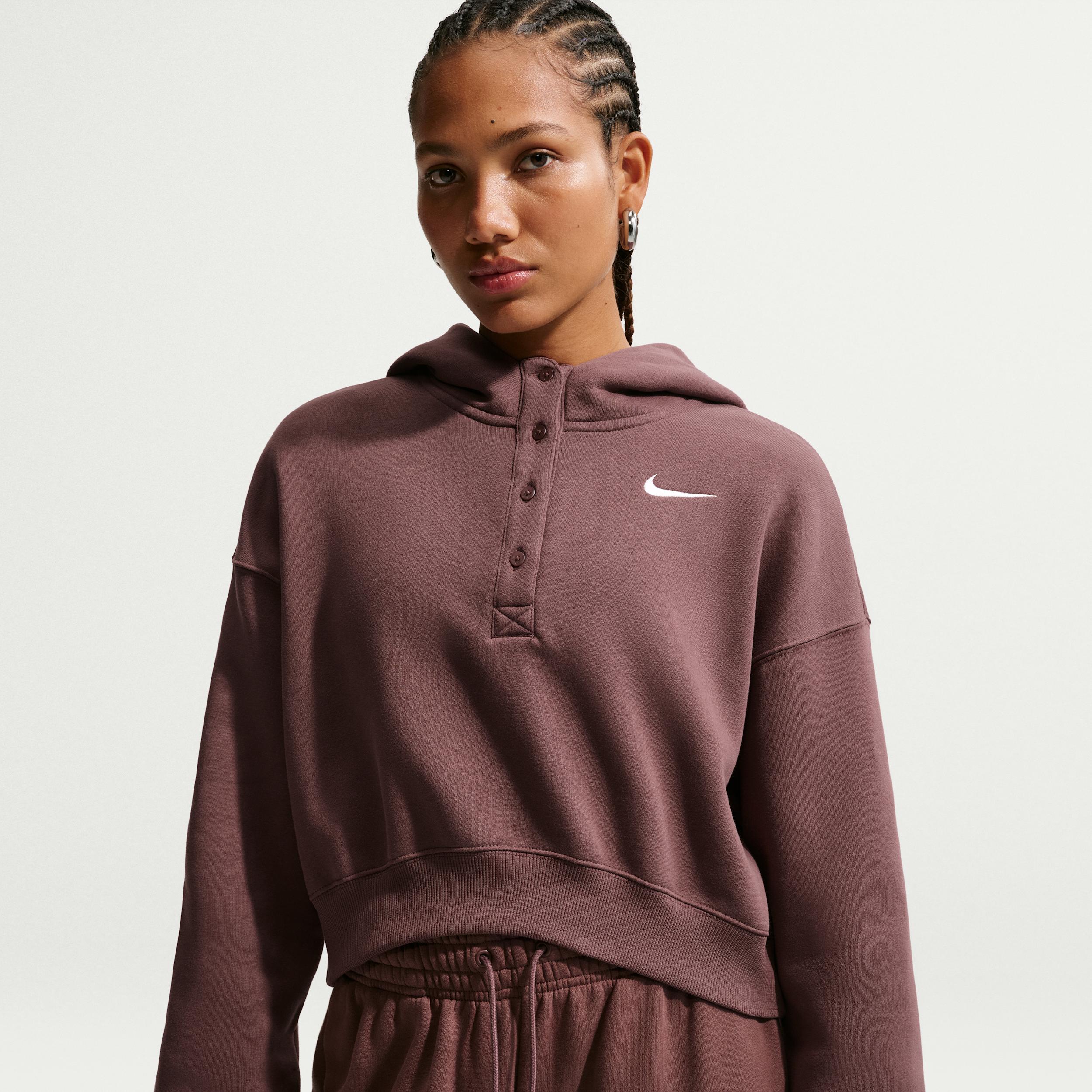 Women's Nike Sportswear Phoenix Fleece Oversized Cropped Henley Hoodie by NIKE