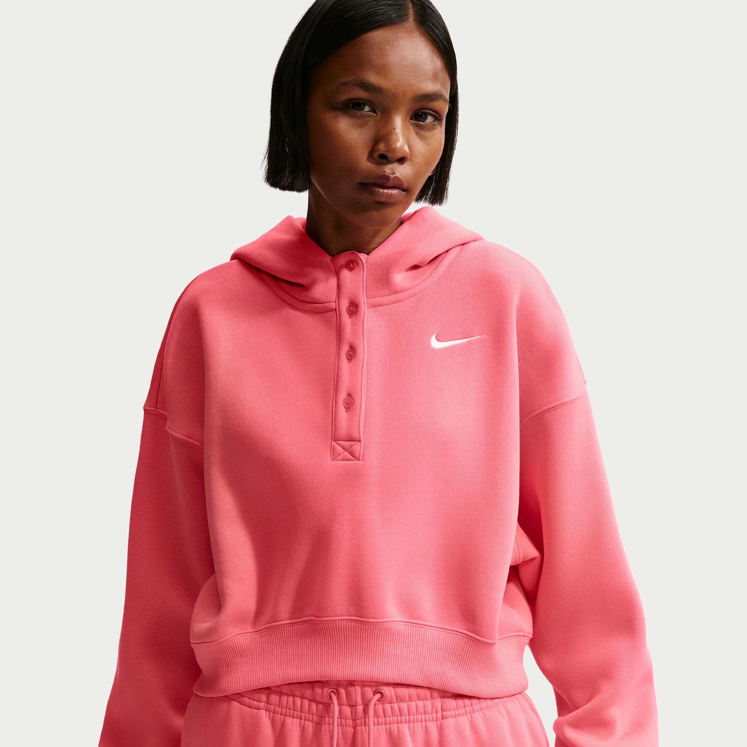 Women's Nike Sportswear Phoenix Fleece Oversized Cropped Henley Hoodie by NIKE
