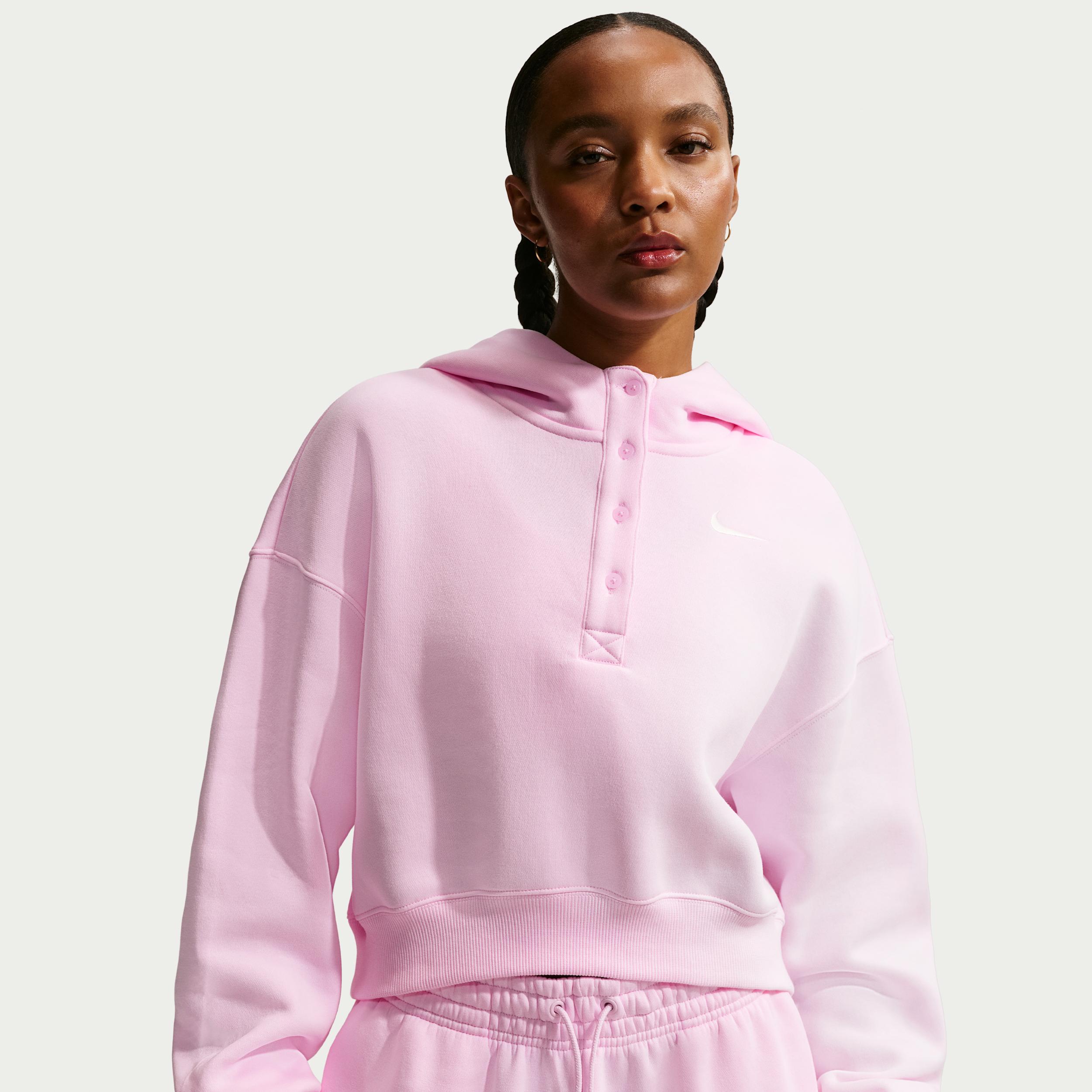 Women's Nike Sportswear Phoenix Fleece Oversized Cropped Henley Hoodie by NIKE