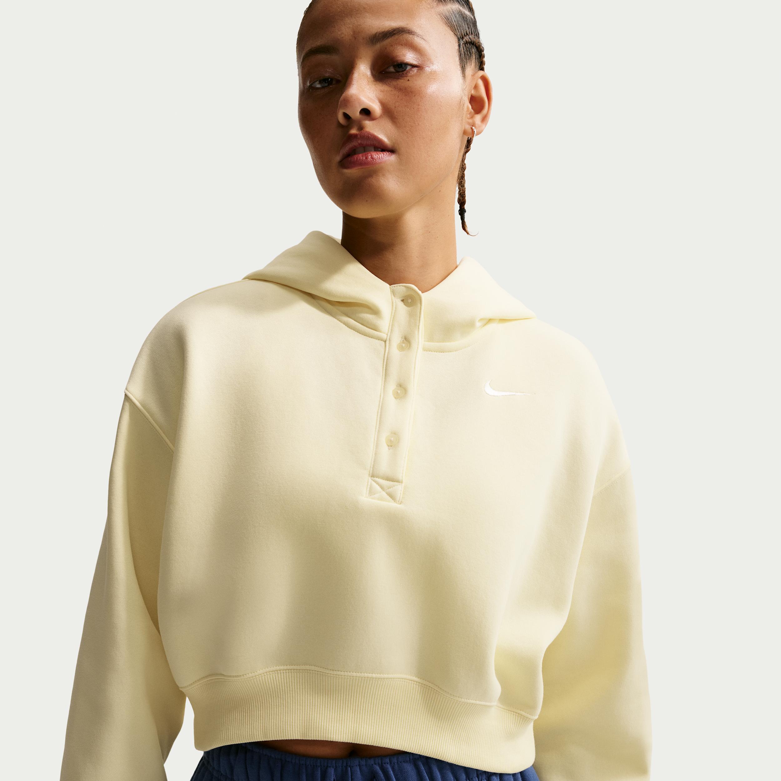 Women's Nike Sportswear Phoenix Fleece Oversized Cropped Henley Hoodie by NIKE