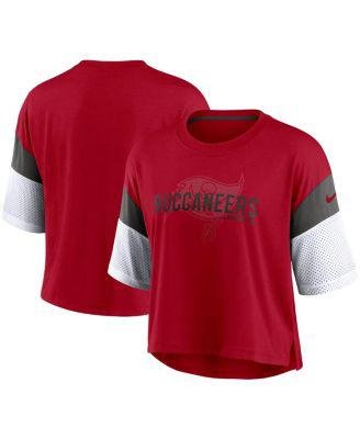 Women's Red, White Tampa Bay Buccaneers Nickname Tri-Blend Performance Crop Top by NIKE