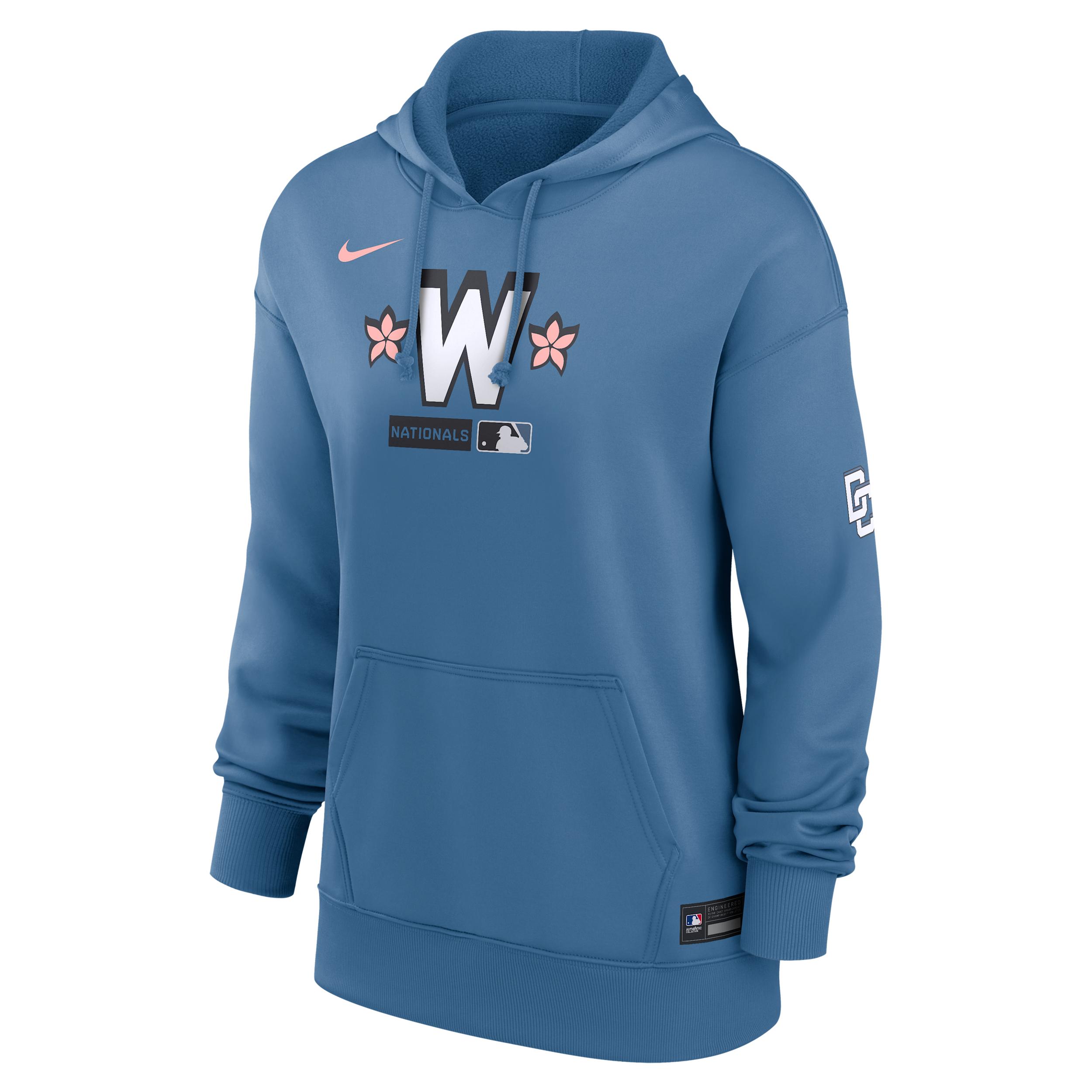 Women's Washington Nationals Authentic Collection City Connect Nike Therma MLB Pullover Hoodie by NIKE