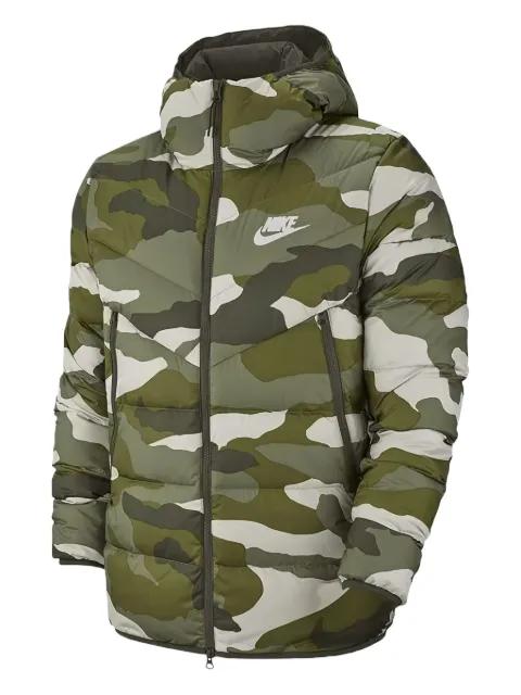 camouflage-print hoodied puffer jacket by NIKE