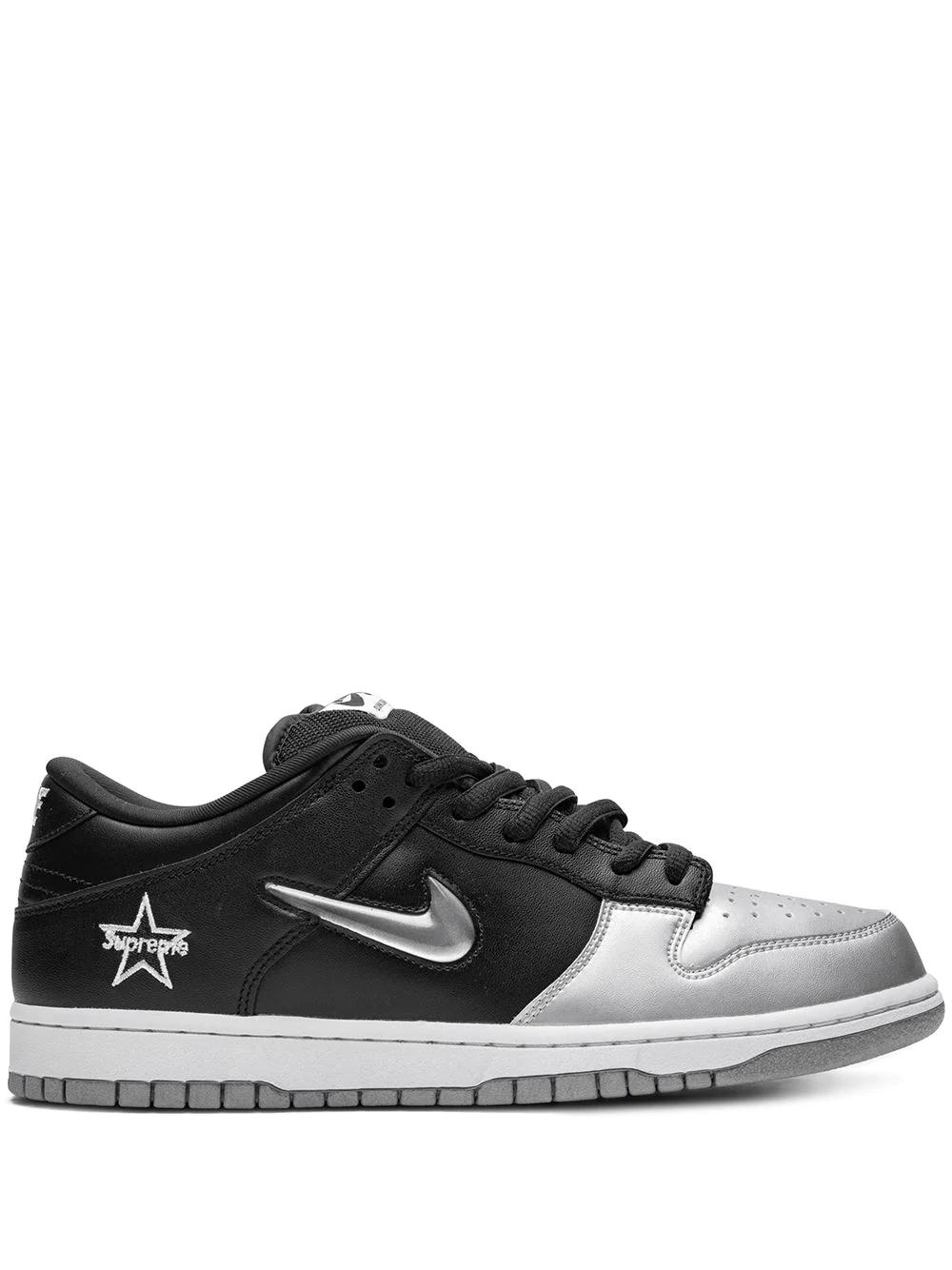 x Supreme SB Dunk Low OG QS "Jewel Swoosh Silver/Black" sneakers by NIKE