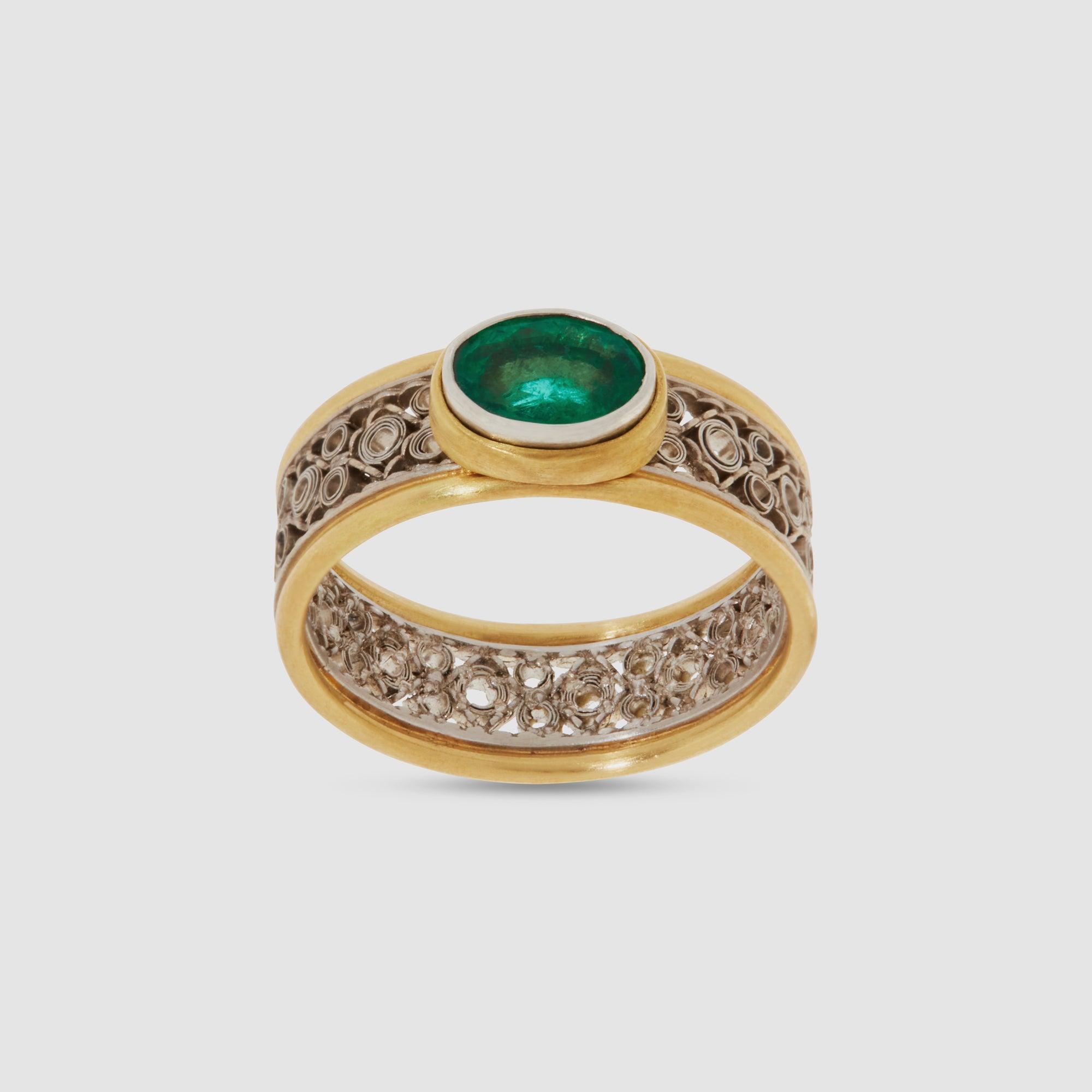 NIKOLLE RADI - Emerald Platinum and Emerald Band Ring by NIKOLLE RADI