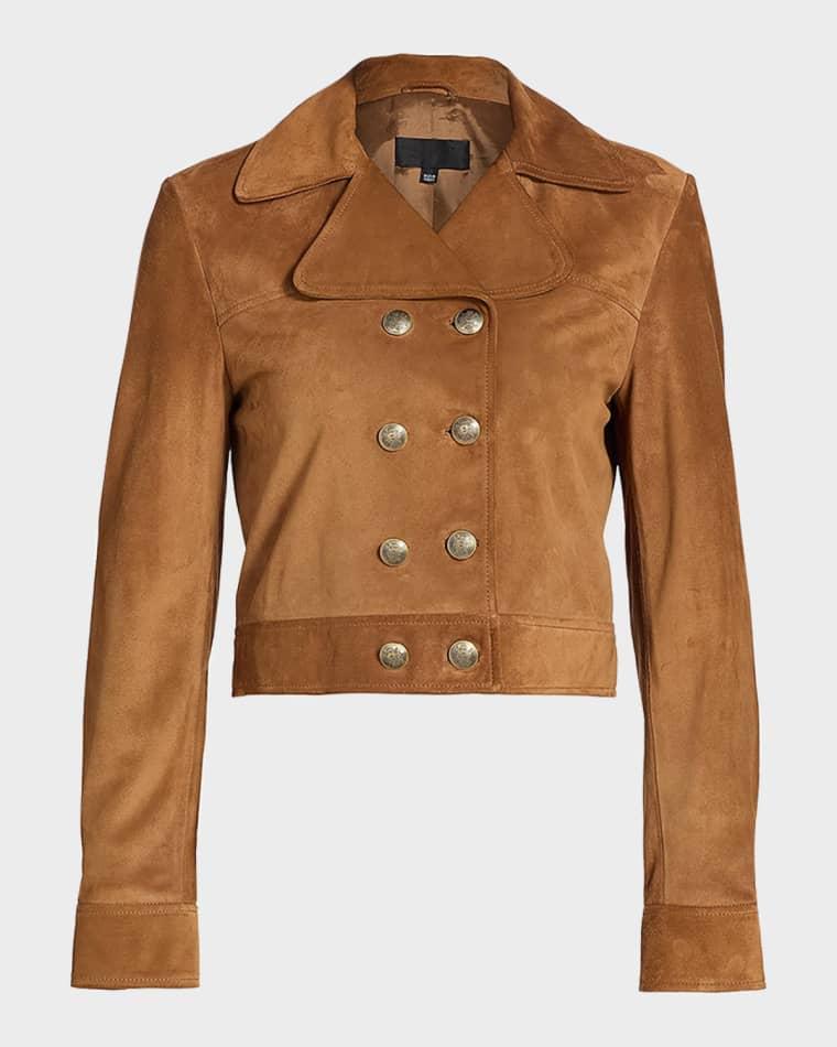 Cassidy Double-Breasted Suede Jacket by NILI LOTAN