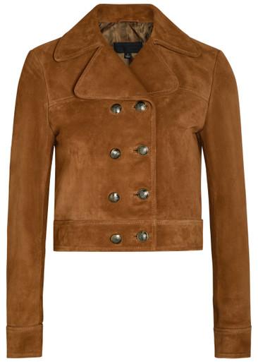 Cassidy double-breasted cropped suede jacket by NILI LOTAN