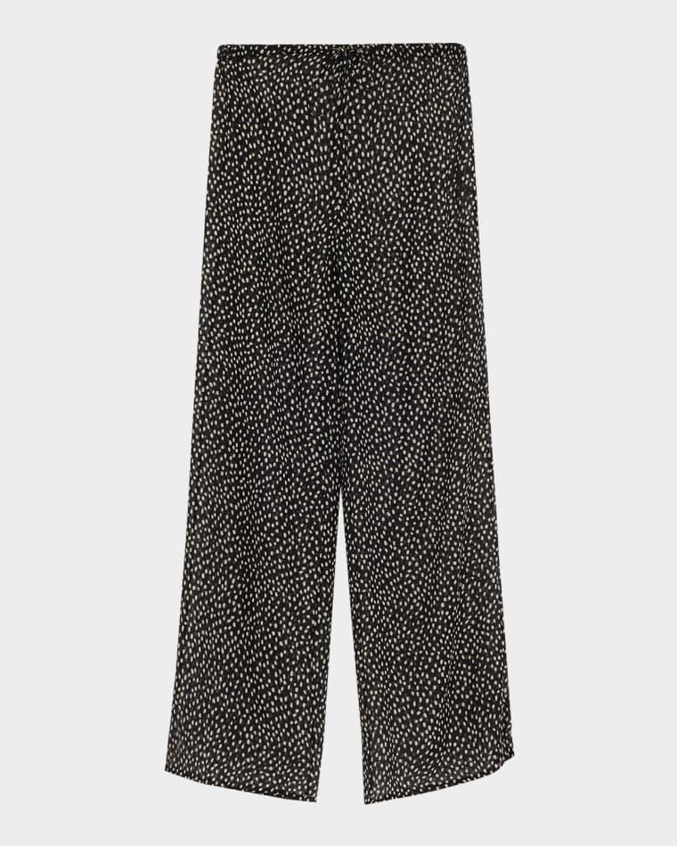 Clea Spotted Silk Straight-Leg Pull-On Pants by NILI LOTAN