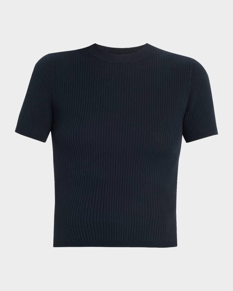Dorset Cotton Rib Short-Sleeve Sweater by NILI LOTAN