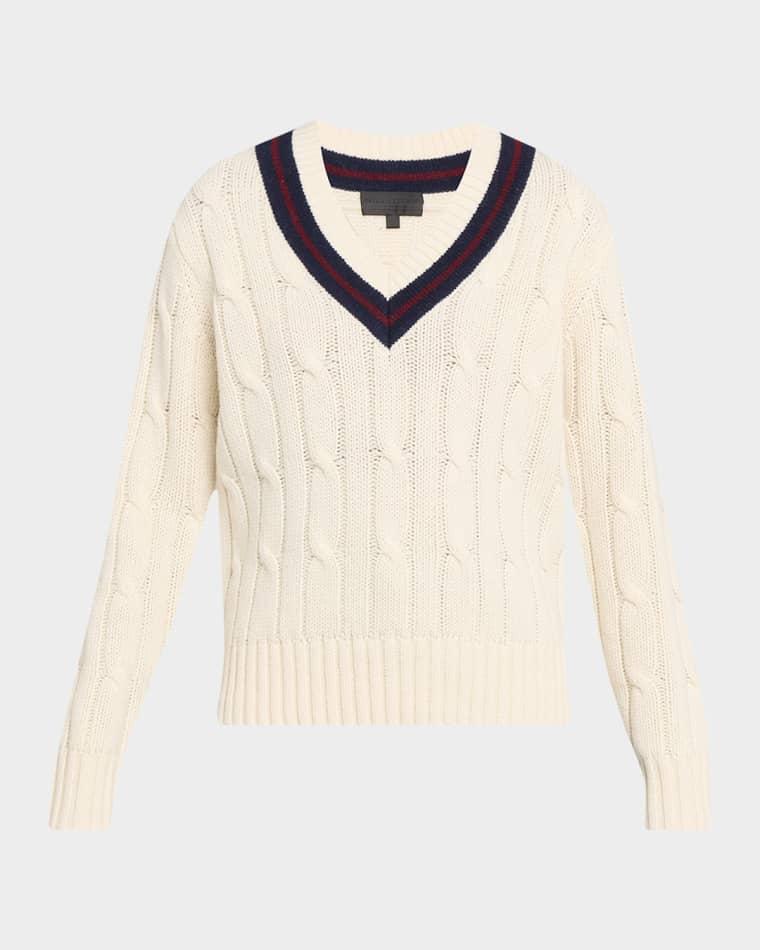 Fabiana Cable-Knit V-Neck Sweater by NILI LOTAN