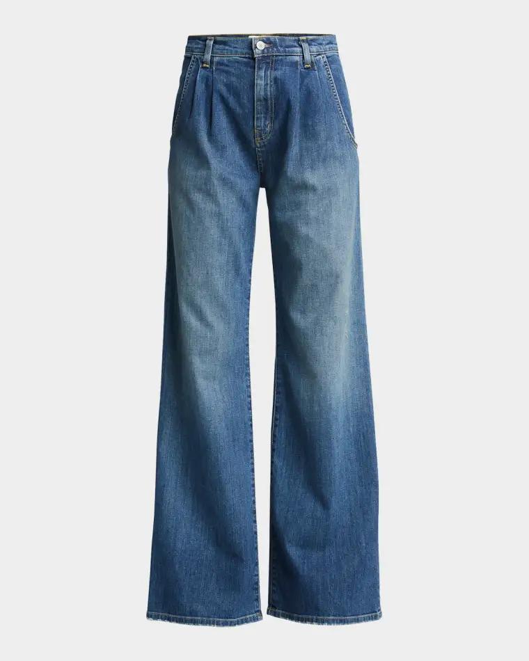 Flora Pleated Wide-Leg Trouser Jeans by NILI LOTAN