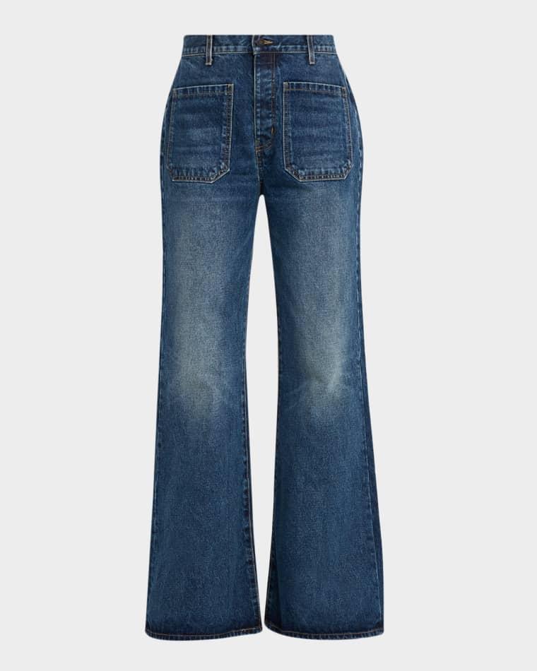 Florence Patch-Pocket Flare Denim Jeans by NILI LOTAN