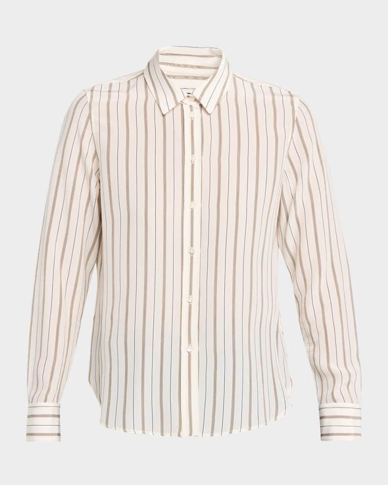 Gaia Striped Silk Slim Button-Down Shirt by NILI LOTAN