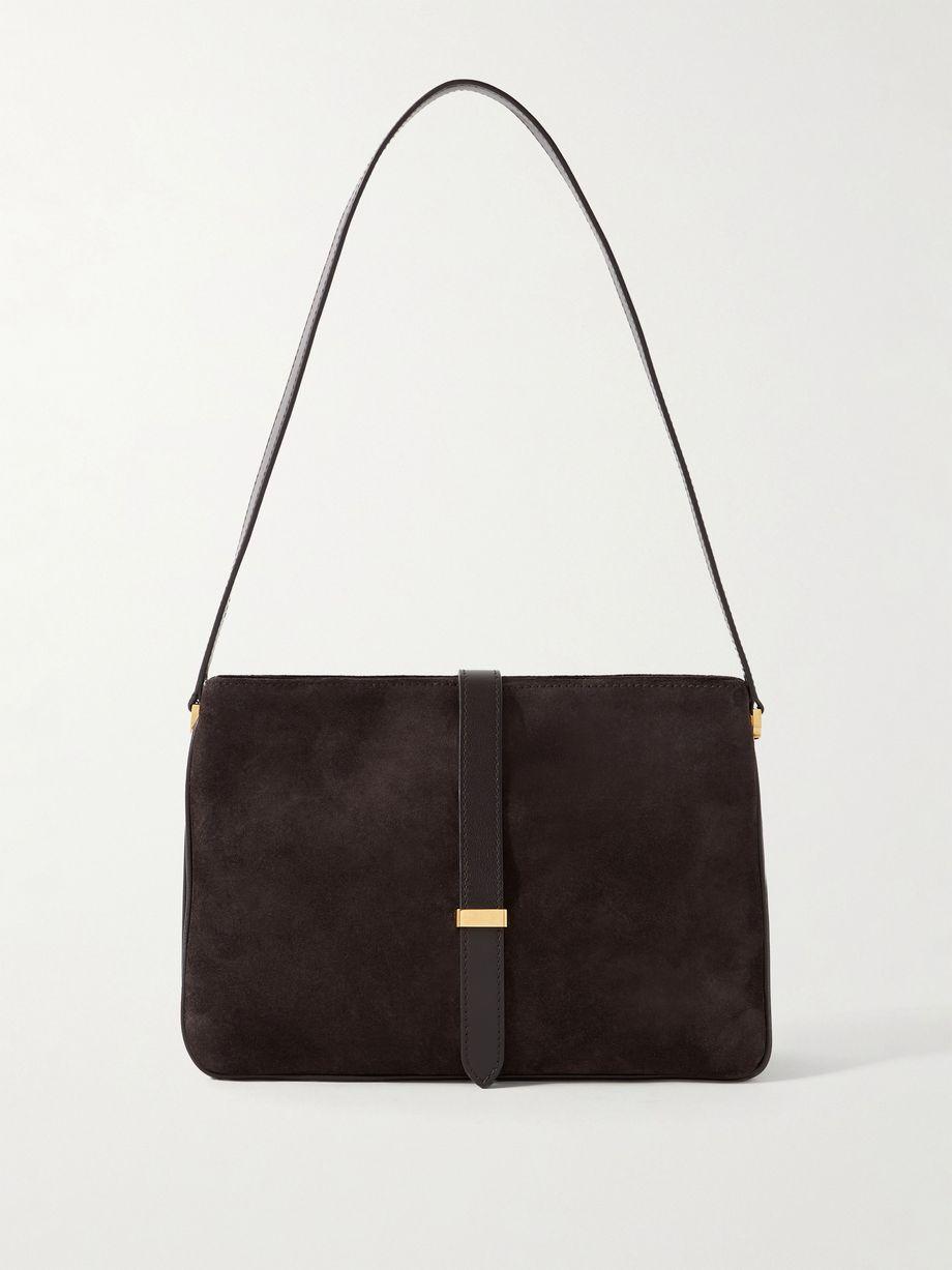 Jane leather-trimmed suede shoulder bag by NILI LOTAN