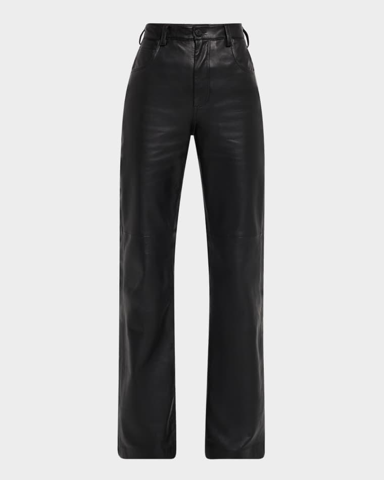 Joan Leather Straight-Leg Pants by NILI LOTAN