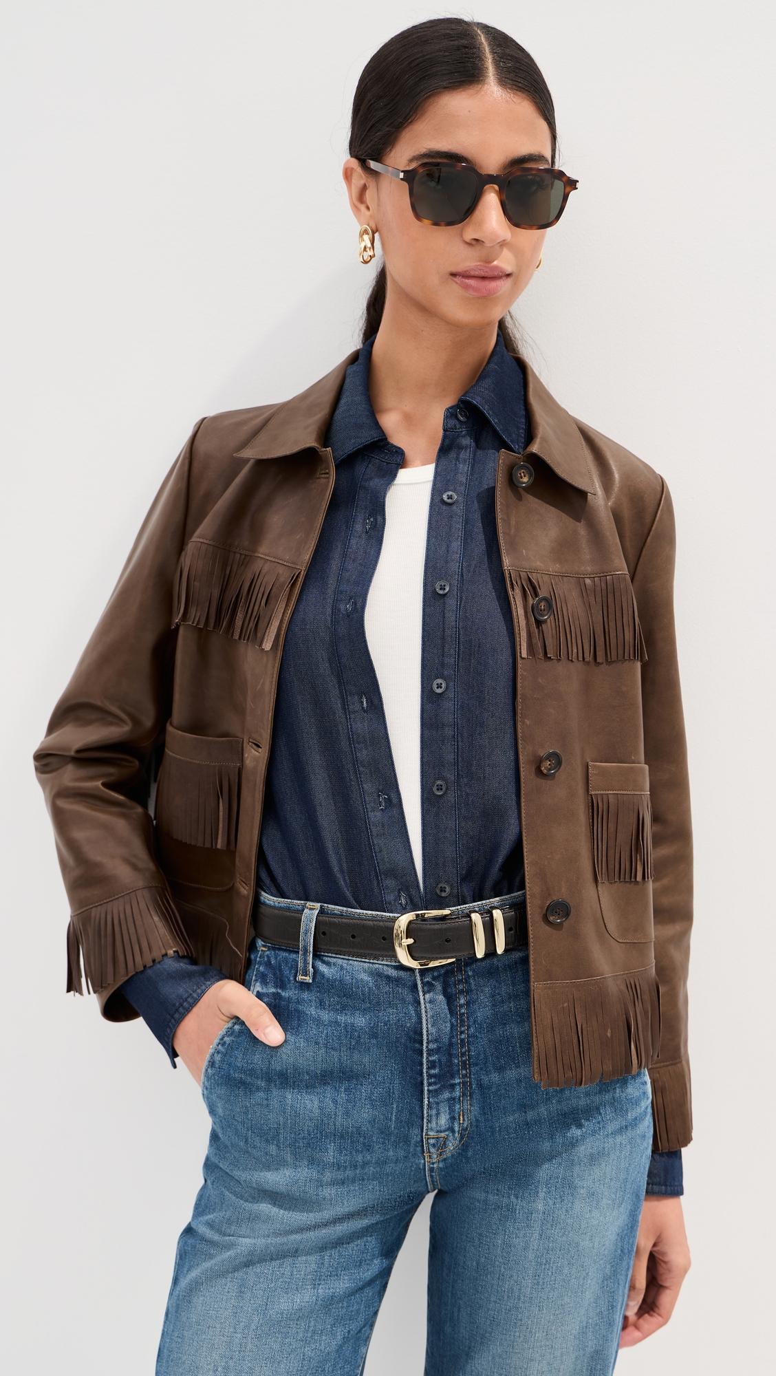 Lazare Fringe Leather Jacket by NILI LOTAN