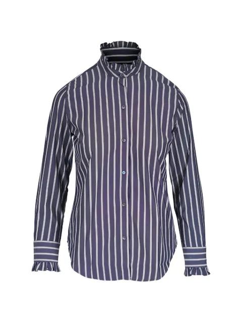 Lydia ruffled-trim striped blouse by NILI LOTAN
